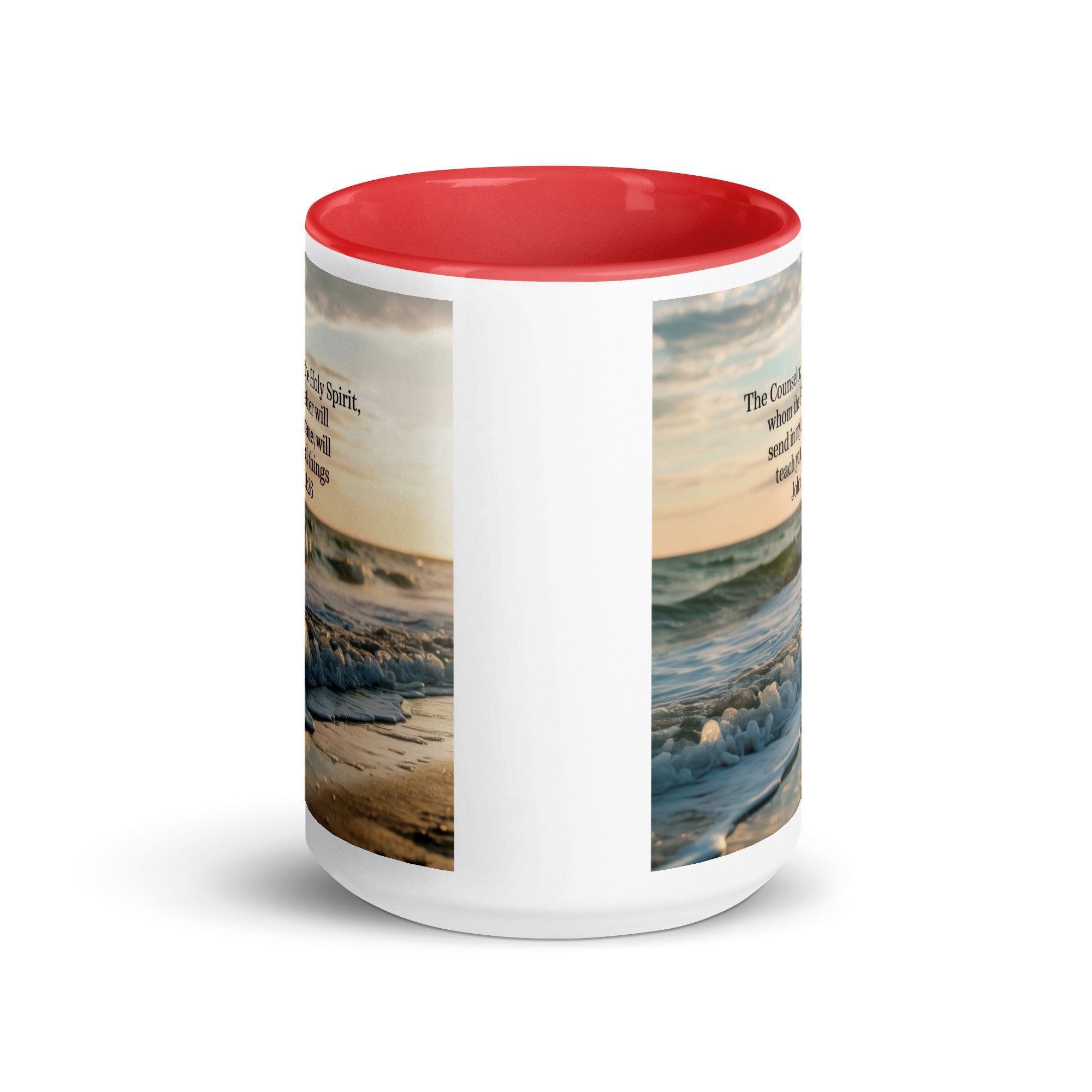 John 14:26 Bible Verse You All White Ceramic Mug with Color Inside