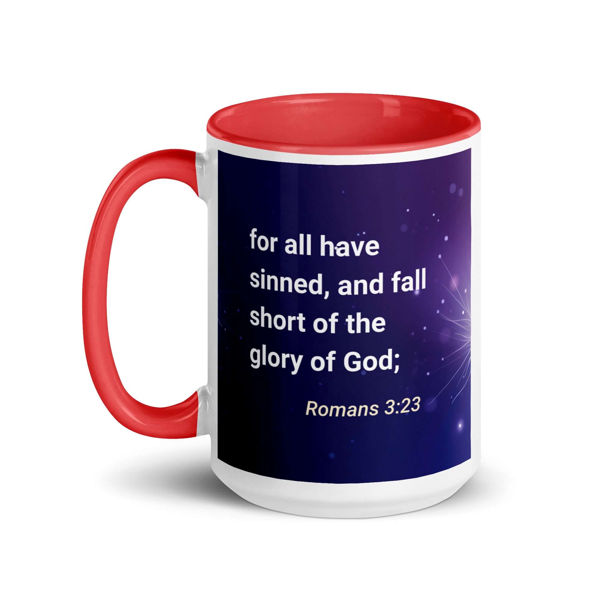 Romans 3:23 Bible Verse, all have sinned White Ceramic Mug with Color Inside