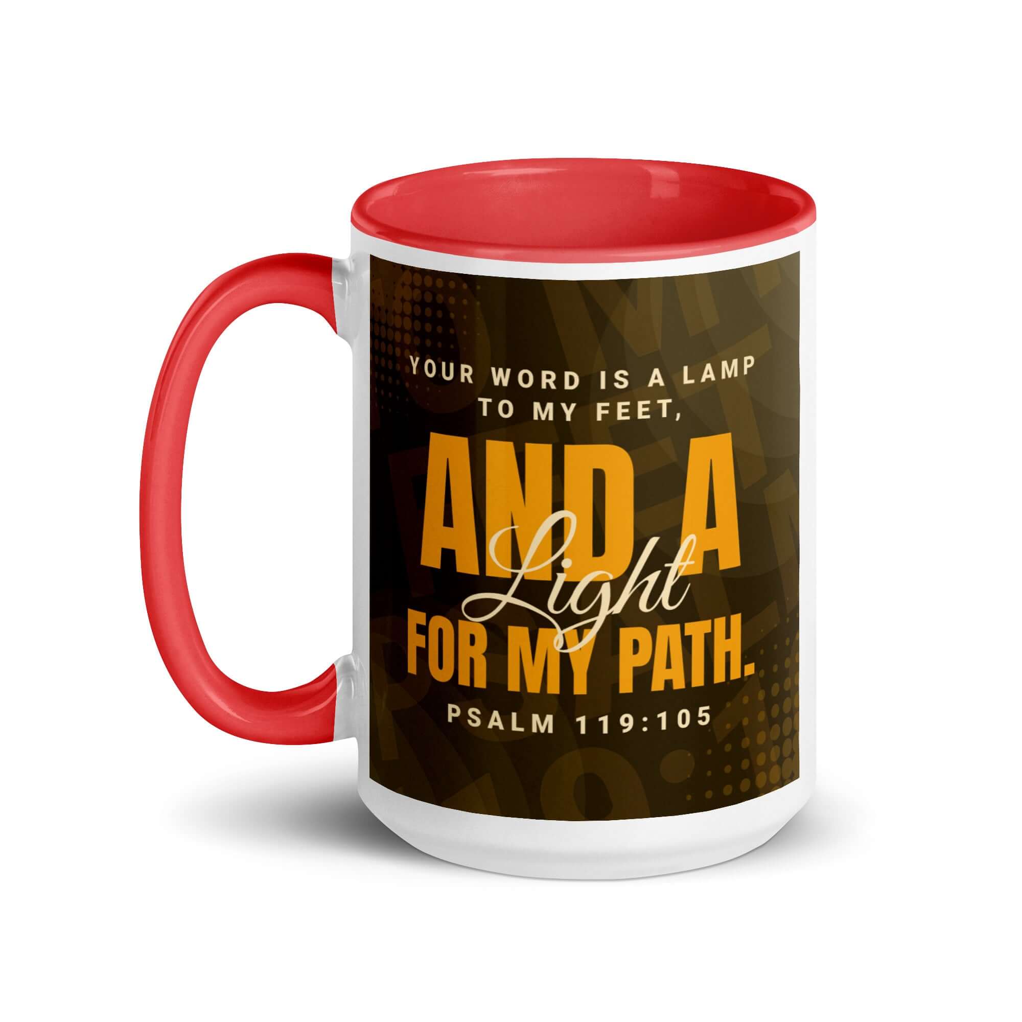 Psalm 119:105 Bible Verse, lamp to my feet White Ceramic Mug with Color Inside