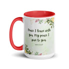 John 14:27 Bible Verse, My peace White Ceramic Mug with Color Inside
