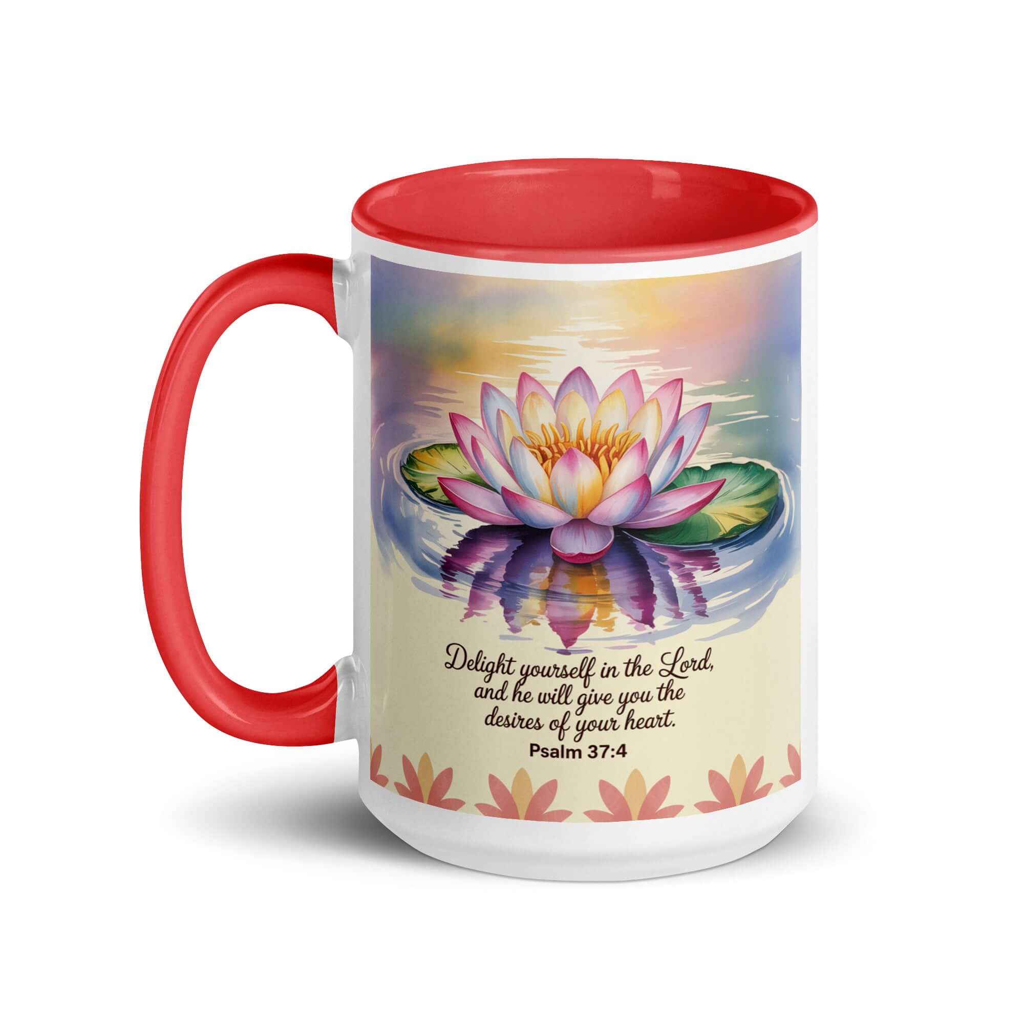 Psalm 37:4 Bible Verse, the Lord White Ceramic Mug with Color Inside