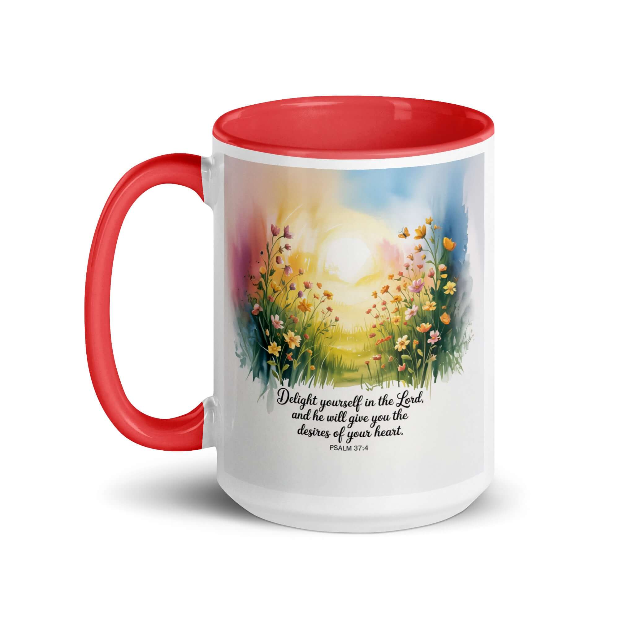 Psalm 37:4 Bible Verse, will give White Ceramic Mug with Color Inside