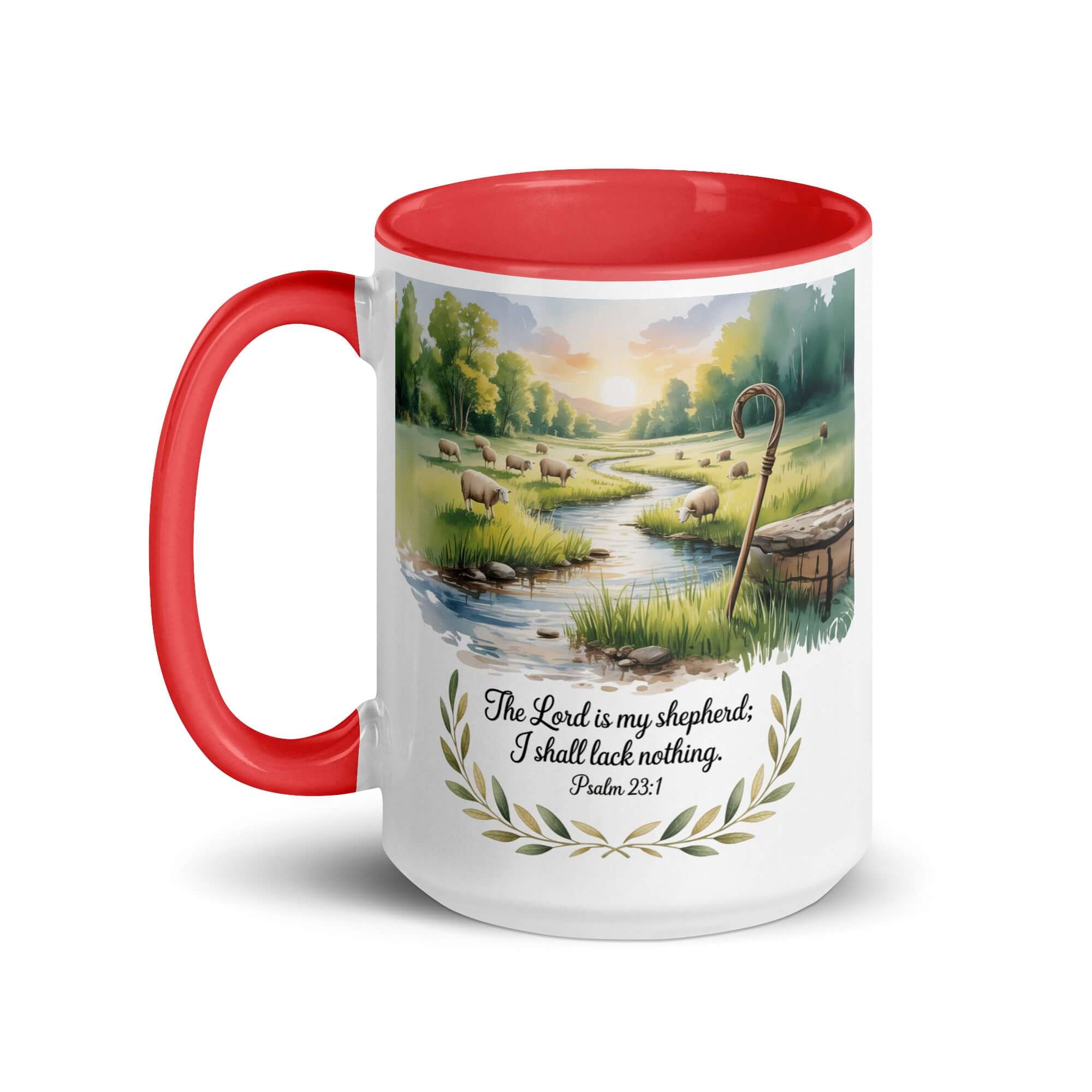 Psalm 23:1 Bible Verse, is my White Ceramic Mug with Color Inside