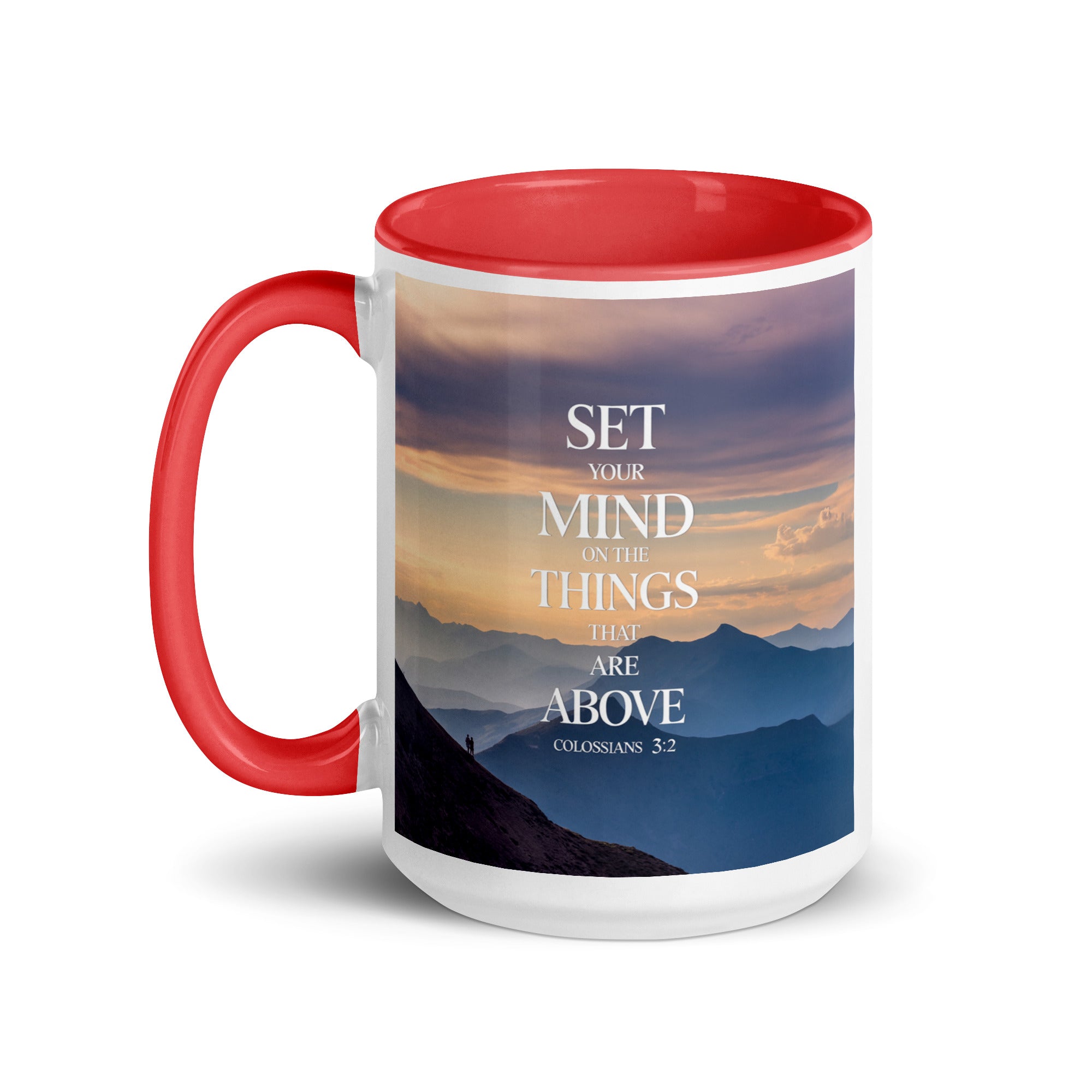 Colossians 3:2 Bible Verse things that White Ceramic Mug with Color Inside