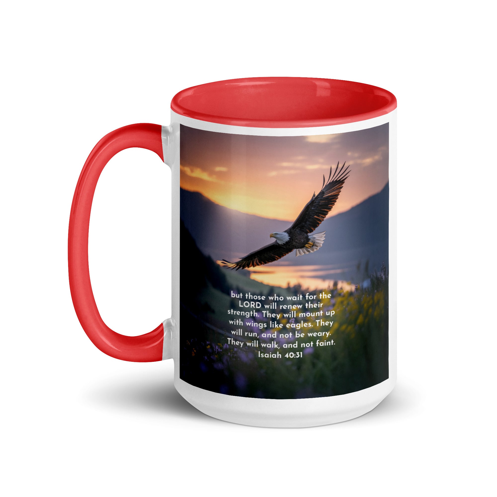 Isaiah 40:31 Bible Verse Renew Strength White Ceramic Mug with Color Inside