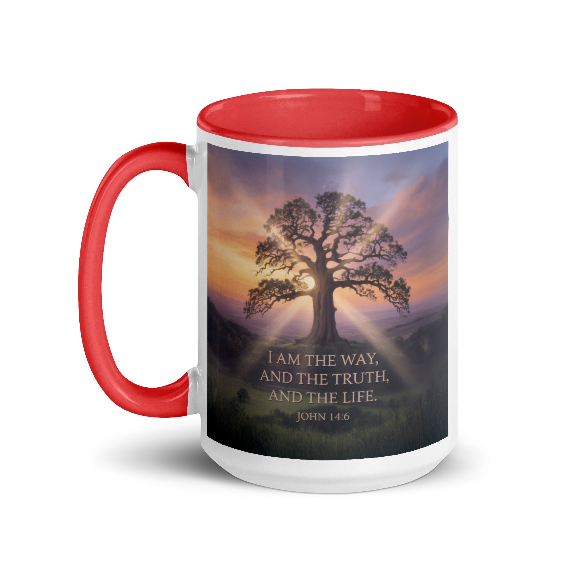 John 14:6 Bible Verse Jesus said White Ceramic Mug with Color Inside