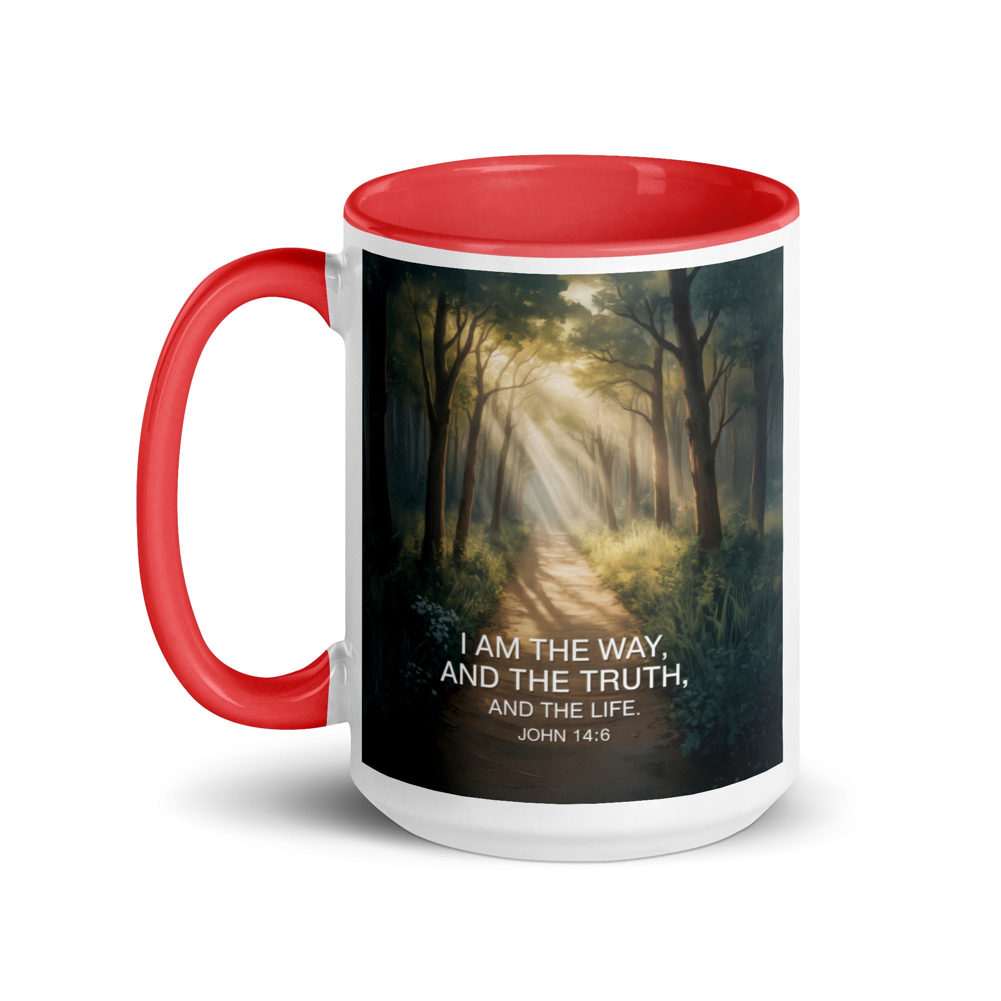 John 14:6 Bible Verse I Am White Ceramic Mug with Color Inside