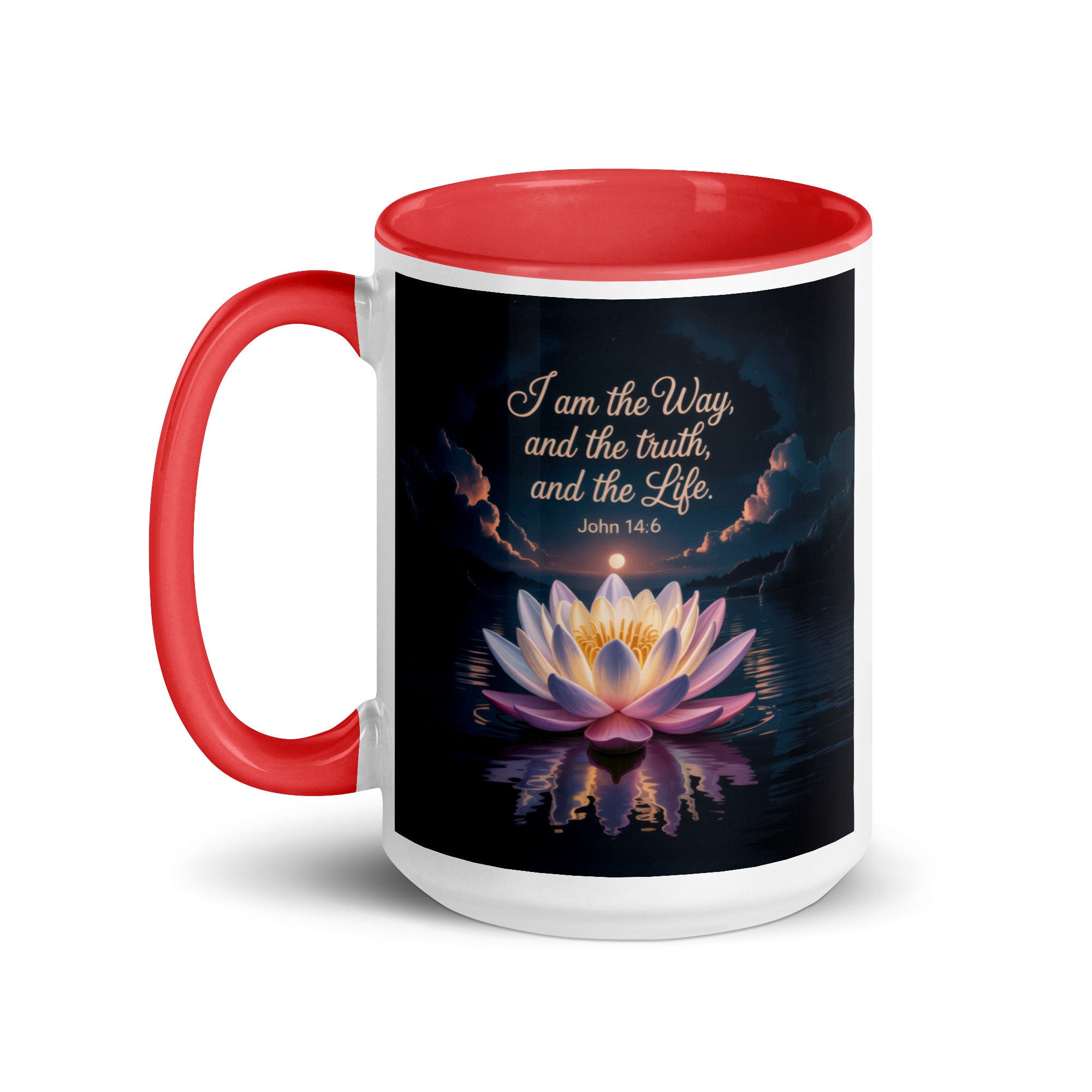 John 14:6 Bible Verse The Way White Ceramic Mug with Color Inside