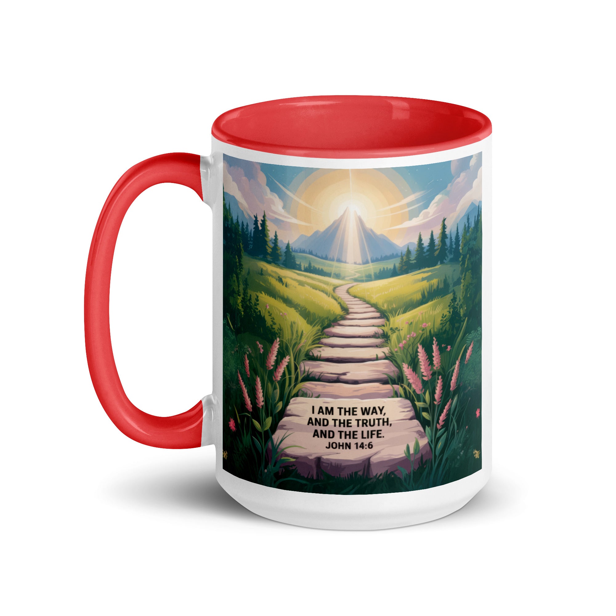 John 14:6 Bible Verse The Truth White Ceramic Mug with Color Inside