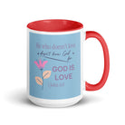 1 John 4:8 Bible Verse, doesn’t love White Ceramic Mug with Color Inside Red 15 oz