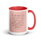 Revelation 21:4 Bible Verse, their eyes White Ceramic Mug with Color Inside Red 15 oz