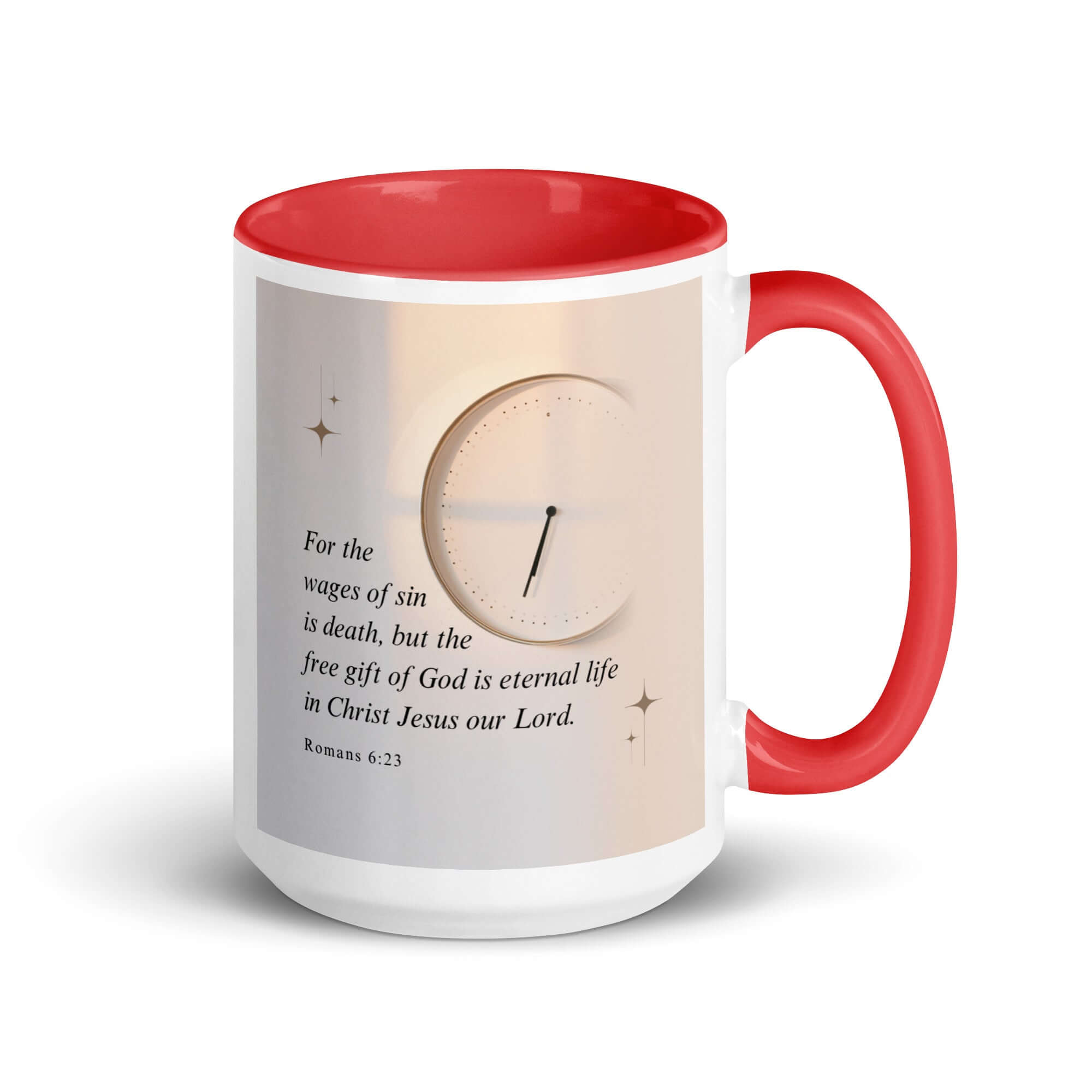 Romans 6:23 Bible Verse, our Lord White Ceramic Mug with Color Inside Red 15 oz