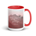 John 14:27 Bible Verse, I give you White Ceramic Mug with Color Inside Red 15 oz