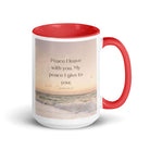 John 14:27 Bible Verse, not as the White Ceramic Mug with Color Inside Red 15 oz