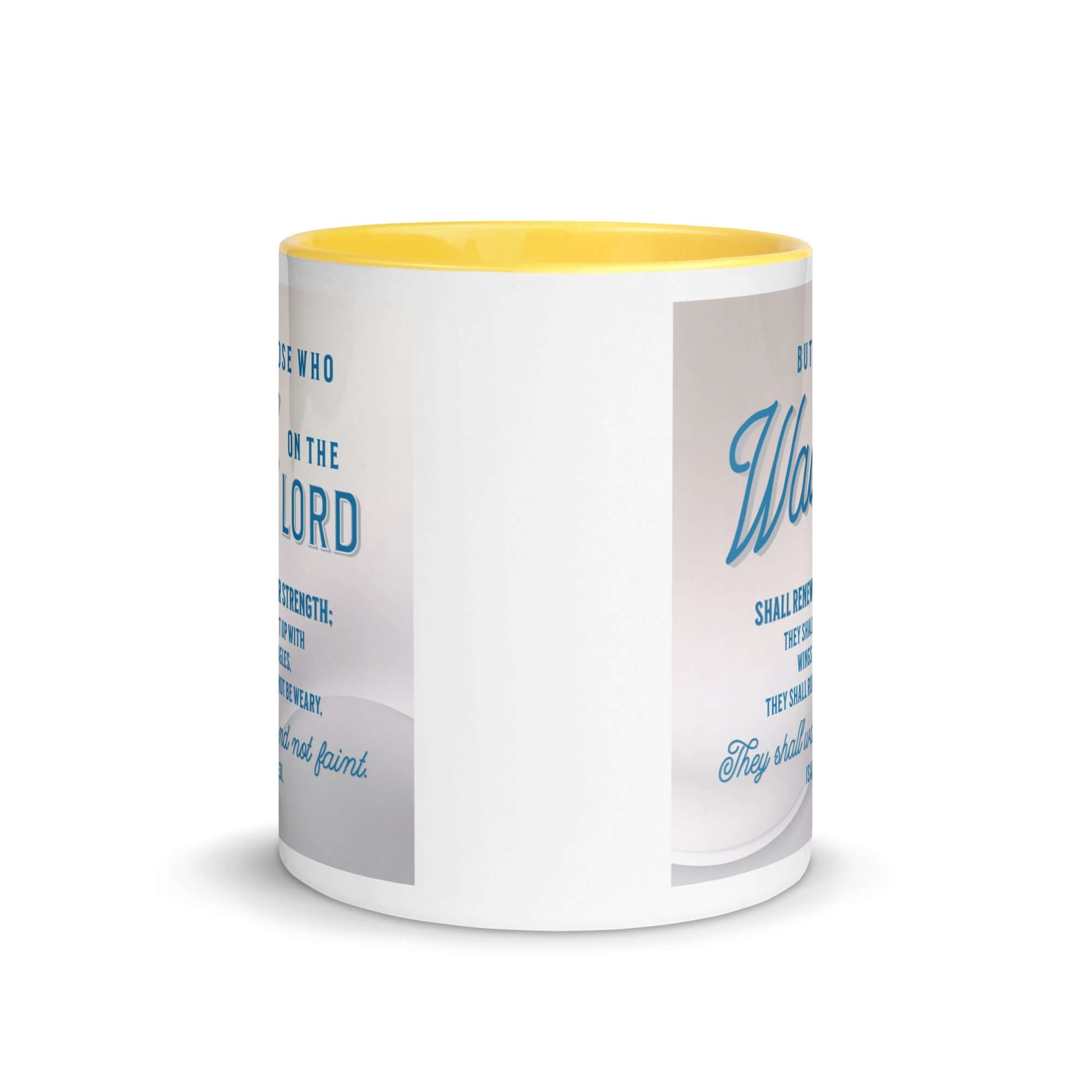 Isaiah 40:31 Bible Verse, Wings like Eagles White Ceramic Mug with Color Inside