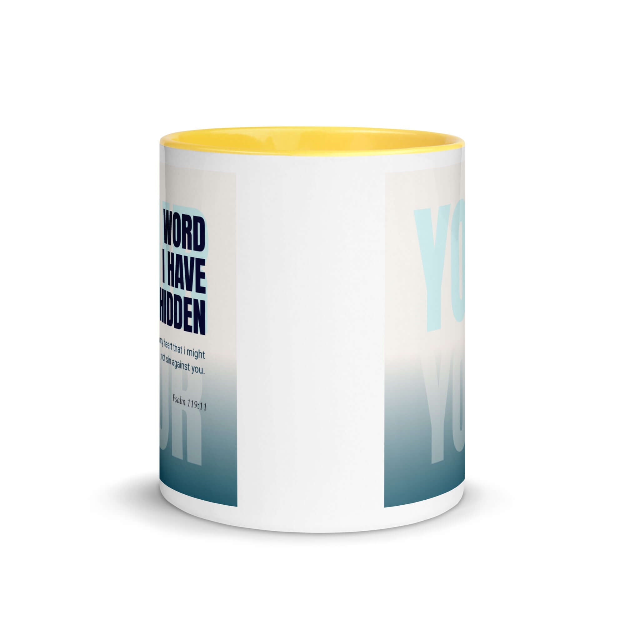 Psalm 119:11 Bible Verse, hidden your word White Ceramic Mug with Color Inside