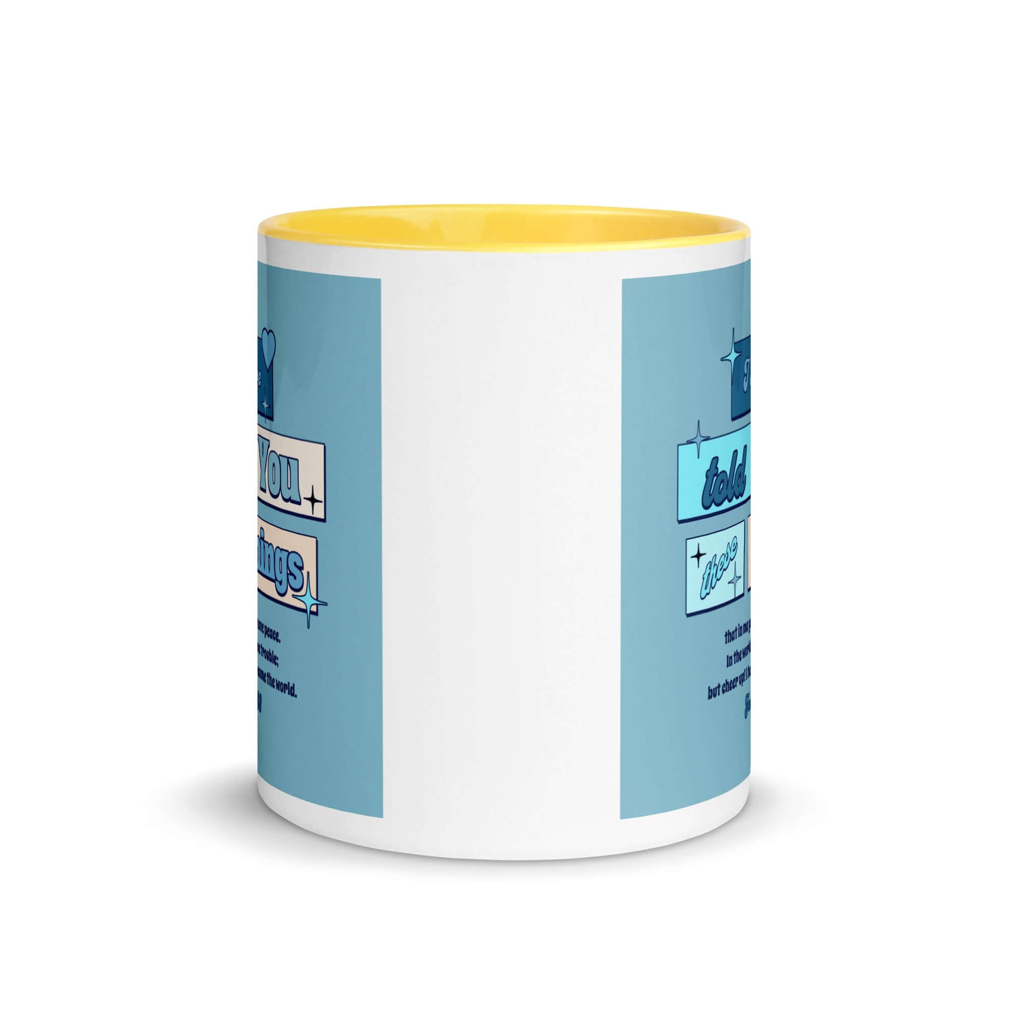 John 16:33 Bible Verse, in me you may have peace White Ceramic Mug with Color Inside