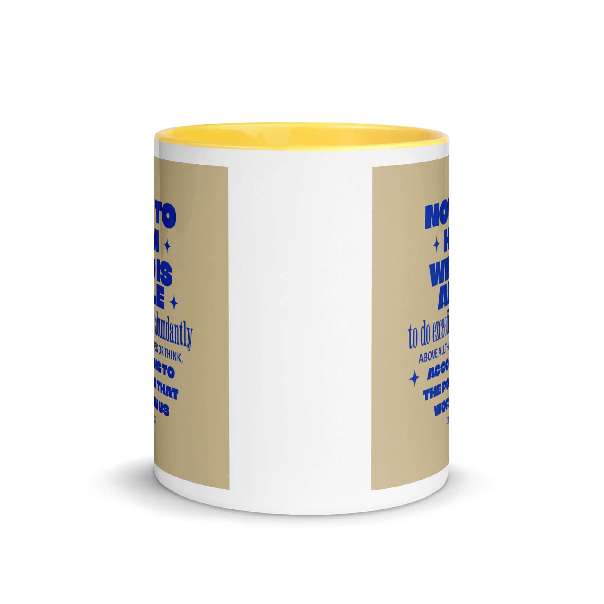 Ephesians 3:20 Bible Verse, power in us White Ceramic Mug with Color Inside