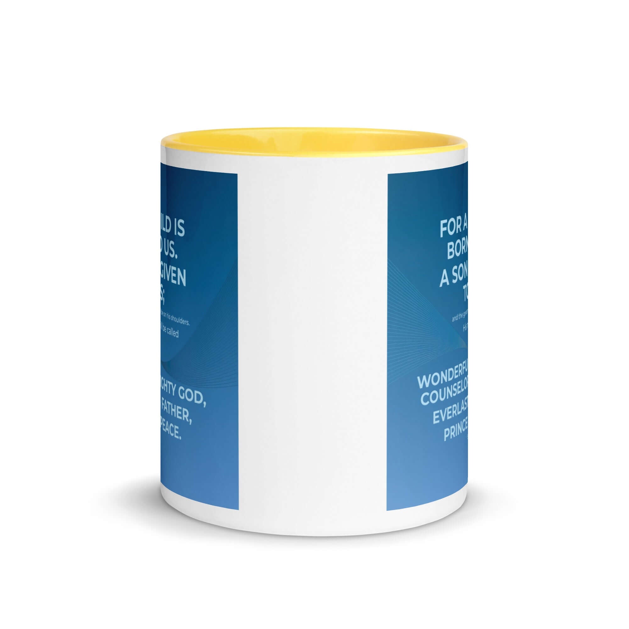 Isaiah 9:6 Bible Verse, Everlasting Father White Ceramic Mug with Color Inside