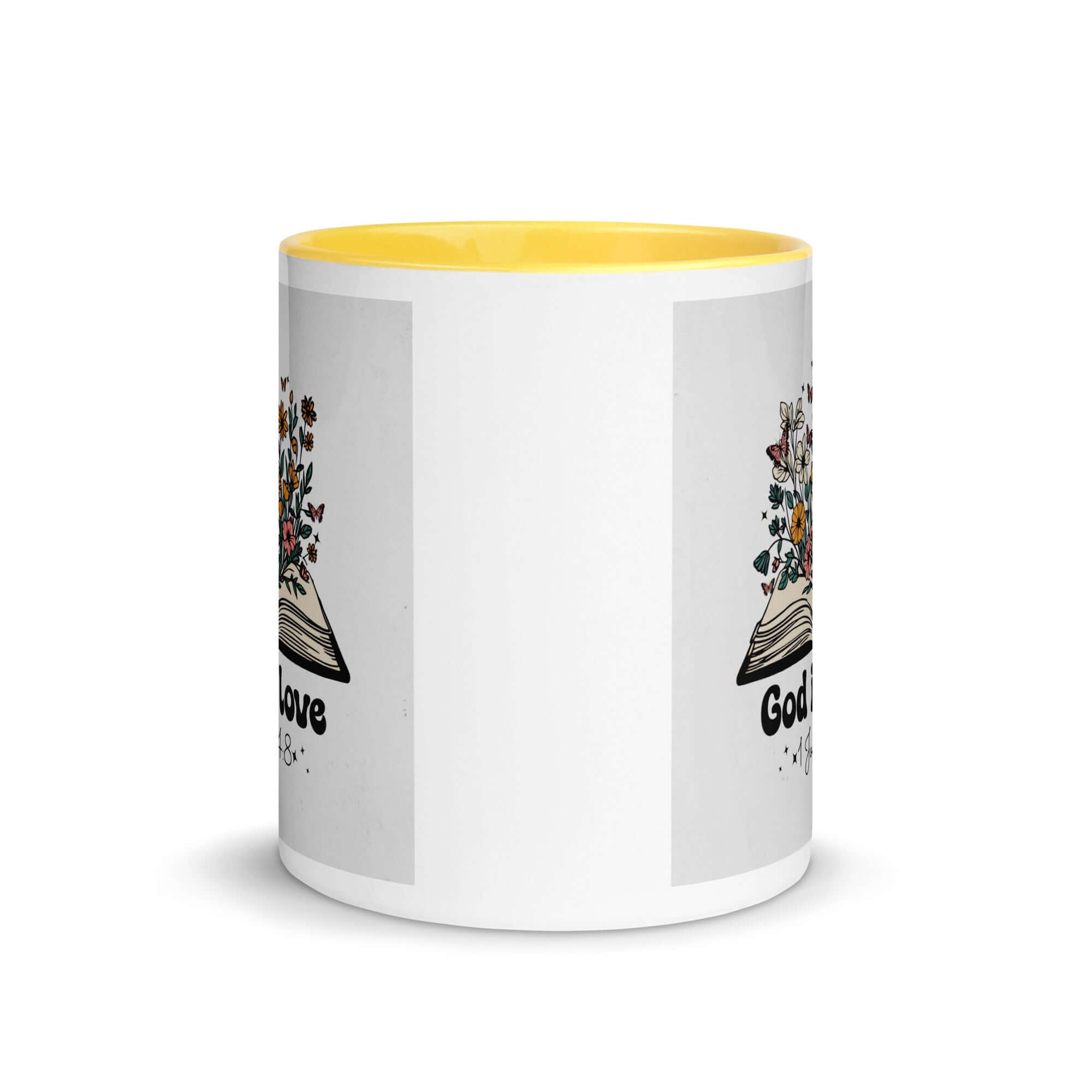 1 John 4:8 Bible Verse, God is Love White Ceramic Mug with Color Inside