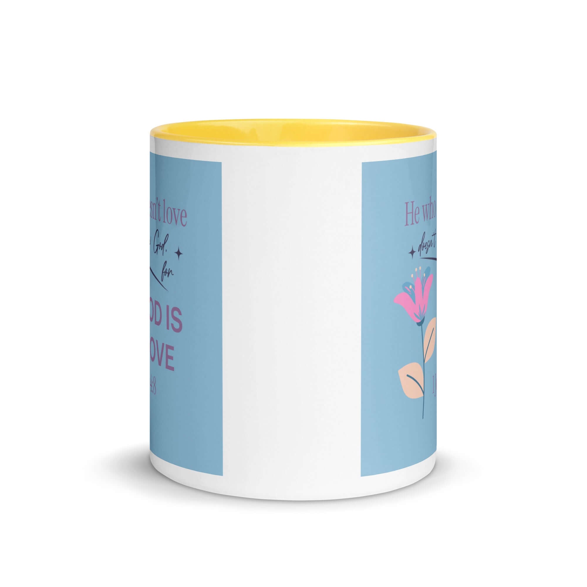 1 John 4:8 Bible Verse, doesn’t love White Ceramic Mug with Color Inside