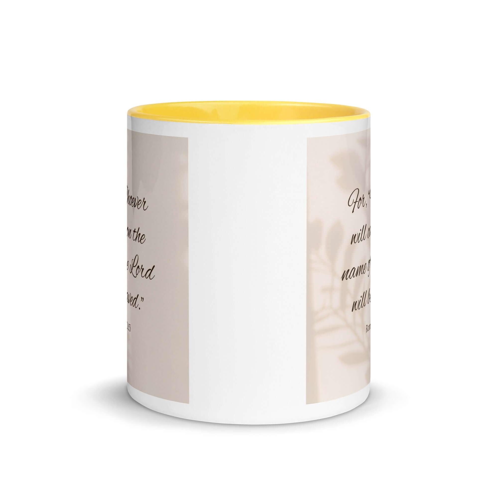 Romans 10:13 Bible Verse, Whoever White Ceramic Mug with Color Inside