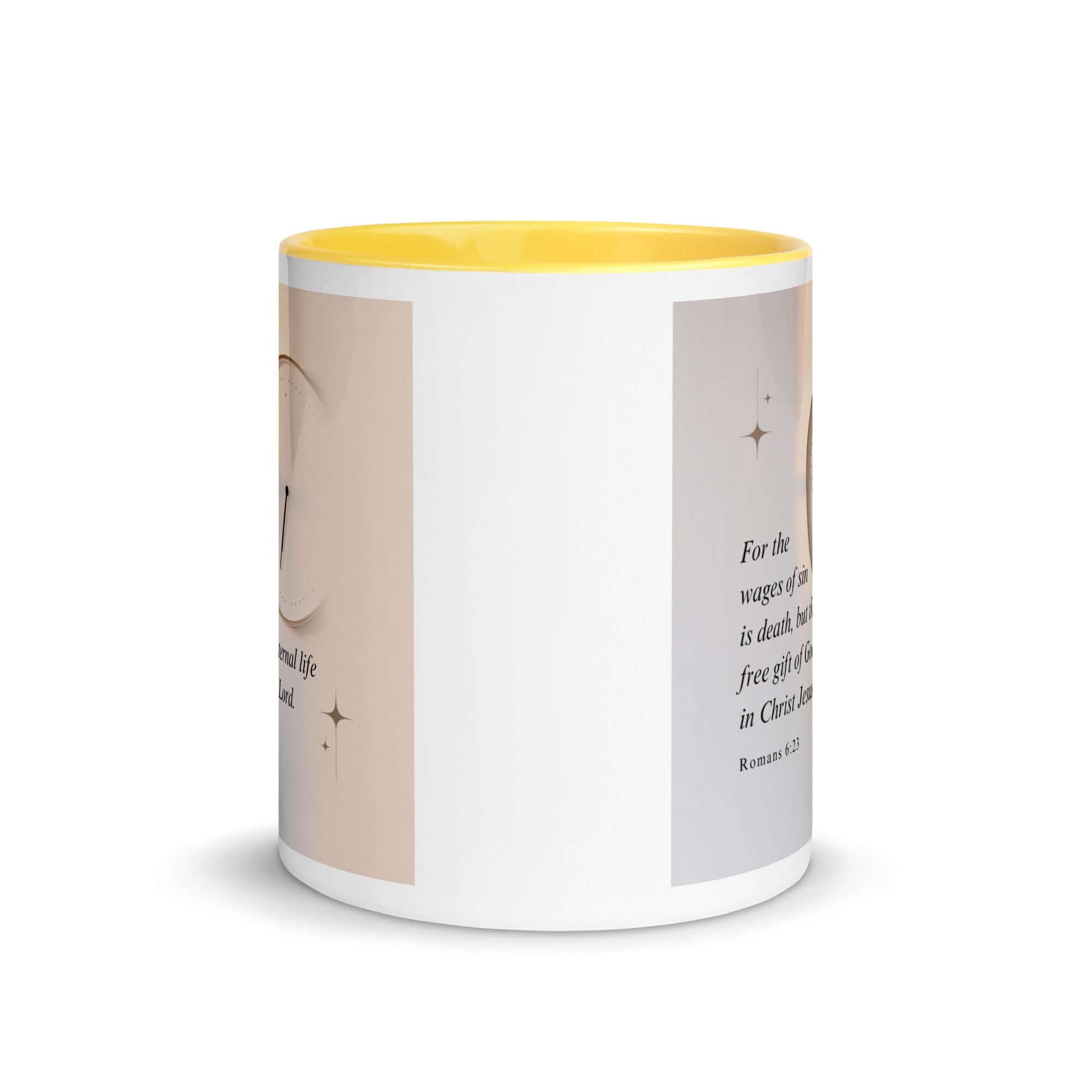 Romans 6:23 Bible Verse, our Lord White Ceramic Mug with Color Inside