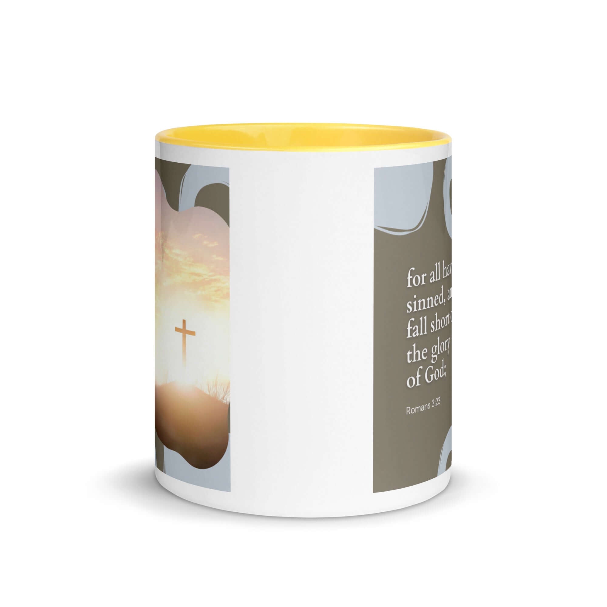 Romans 3:23 Bible Verse, the glory White Ceramic Mug with Color Inside