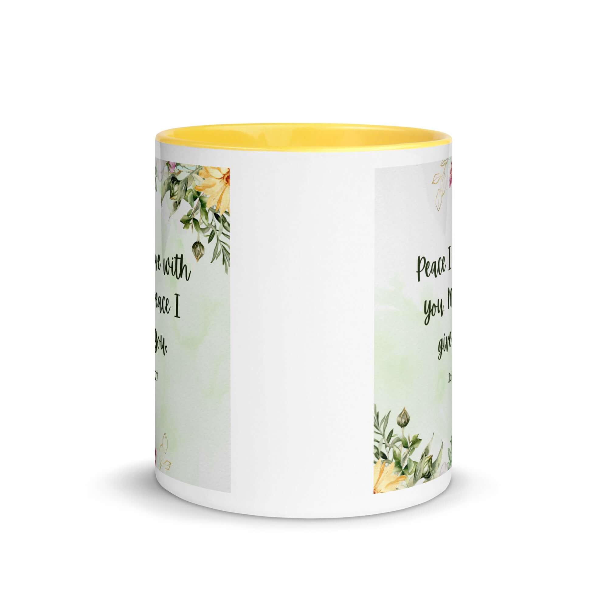 John 14:27 Bible Verse, My peace White Ceramic Mug with Color Inside