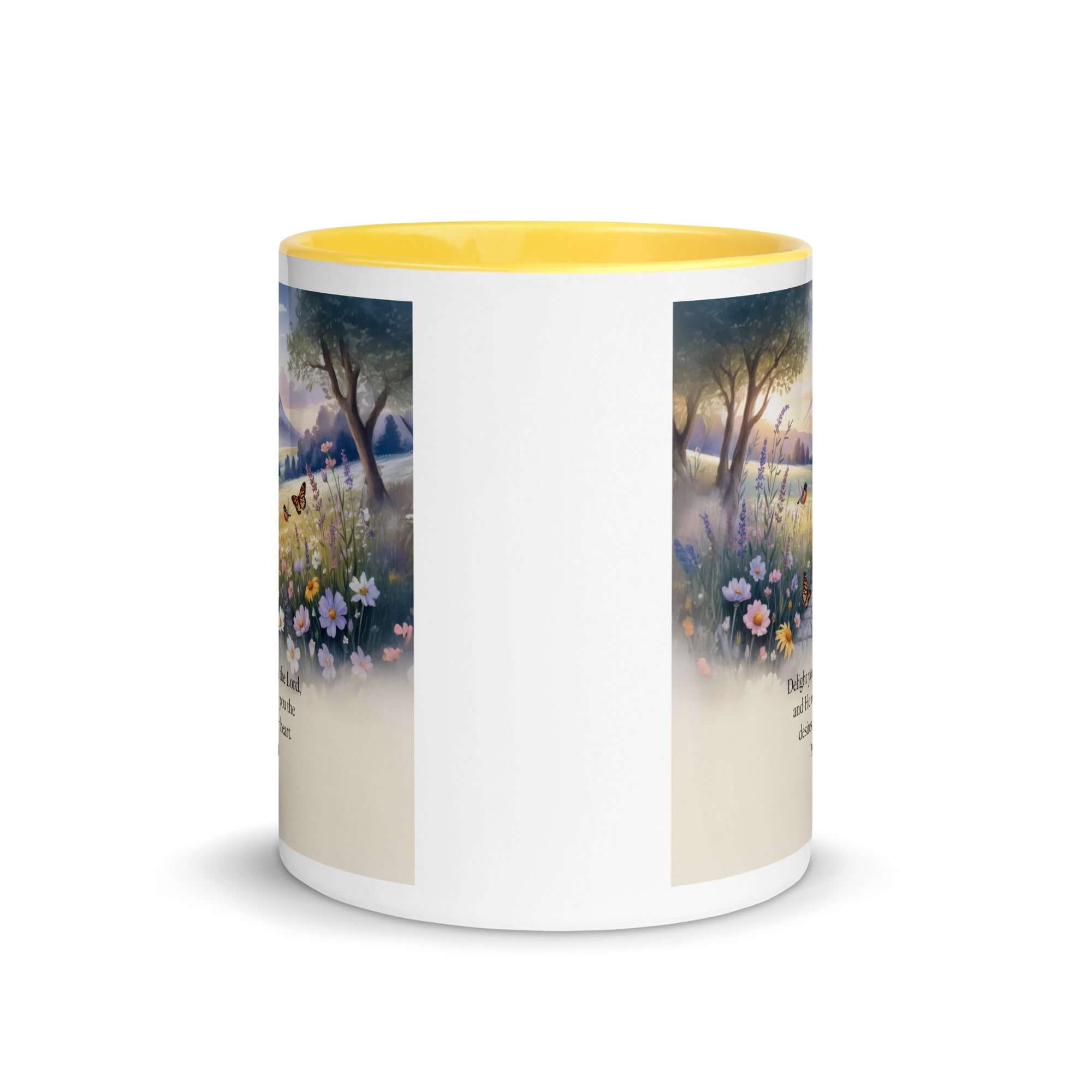 Psalm 37:4 Bible Verse, Delight White Ceramic Mug with Color Inside