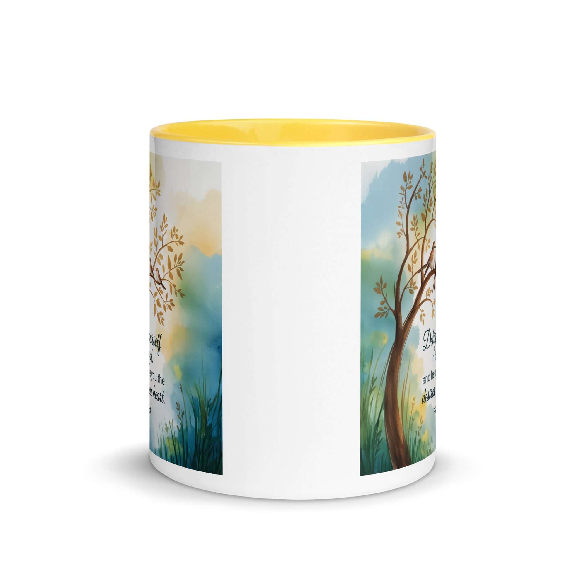 Psalm 37:4 Bible Verse, Yourself White Ceramic Mug with Color Inside