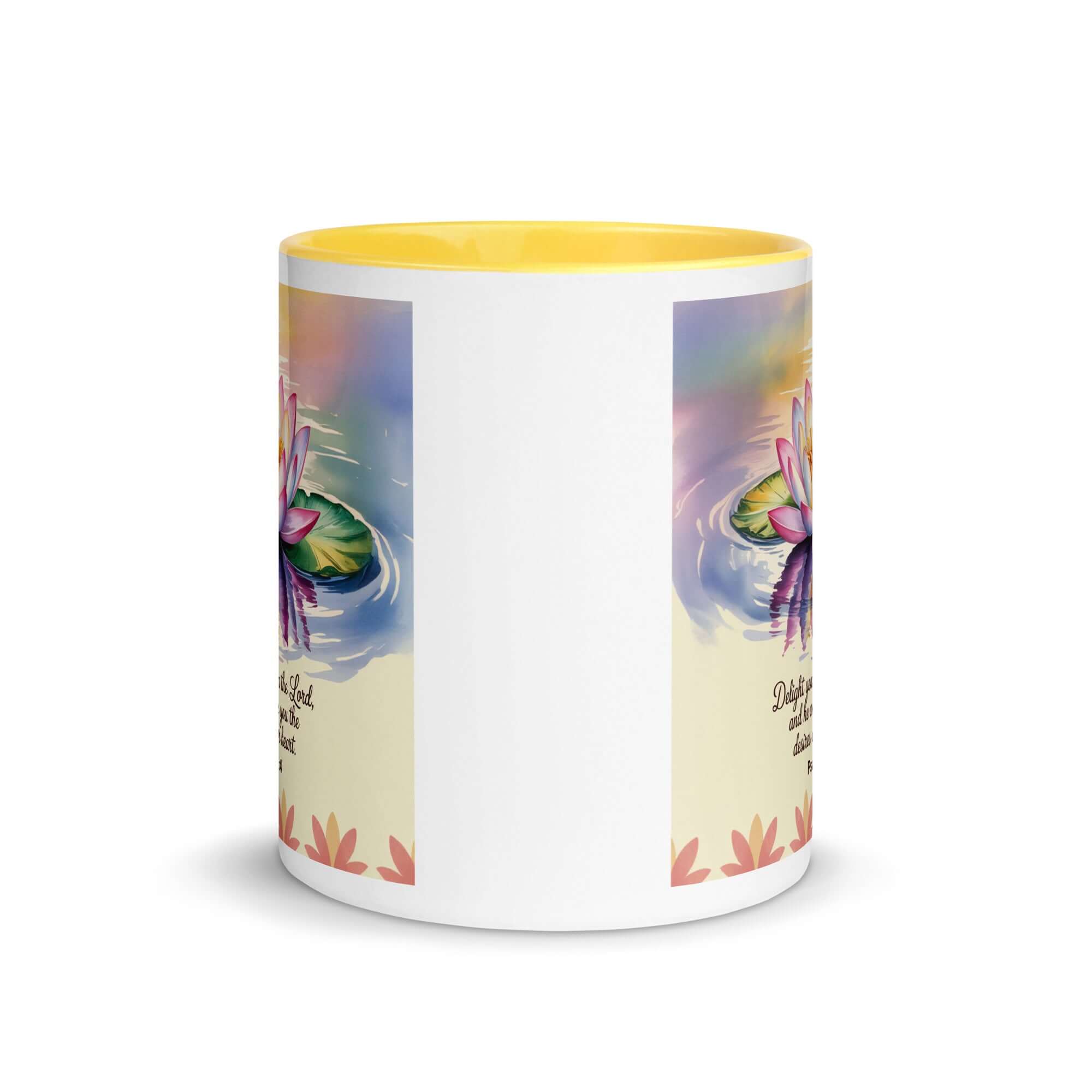 Psalm 37:4 Bible Verse, the Lord White Ceramic Mug with Color Inside