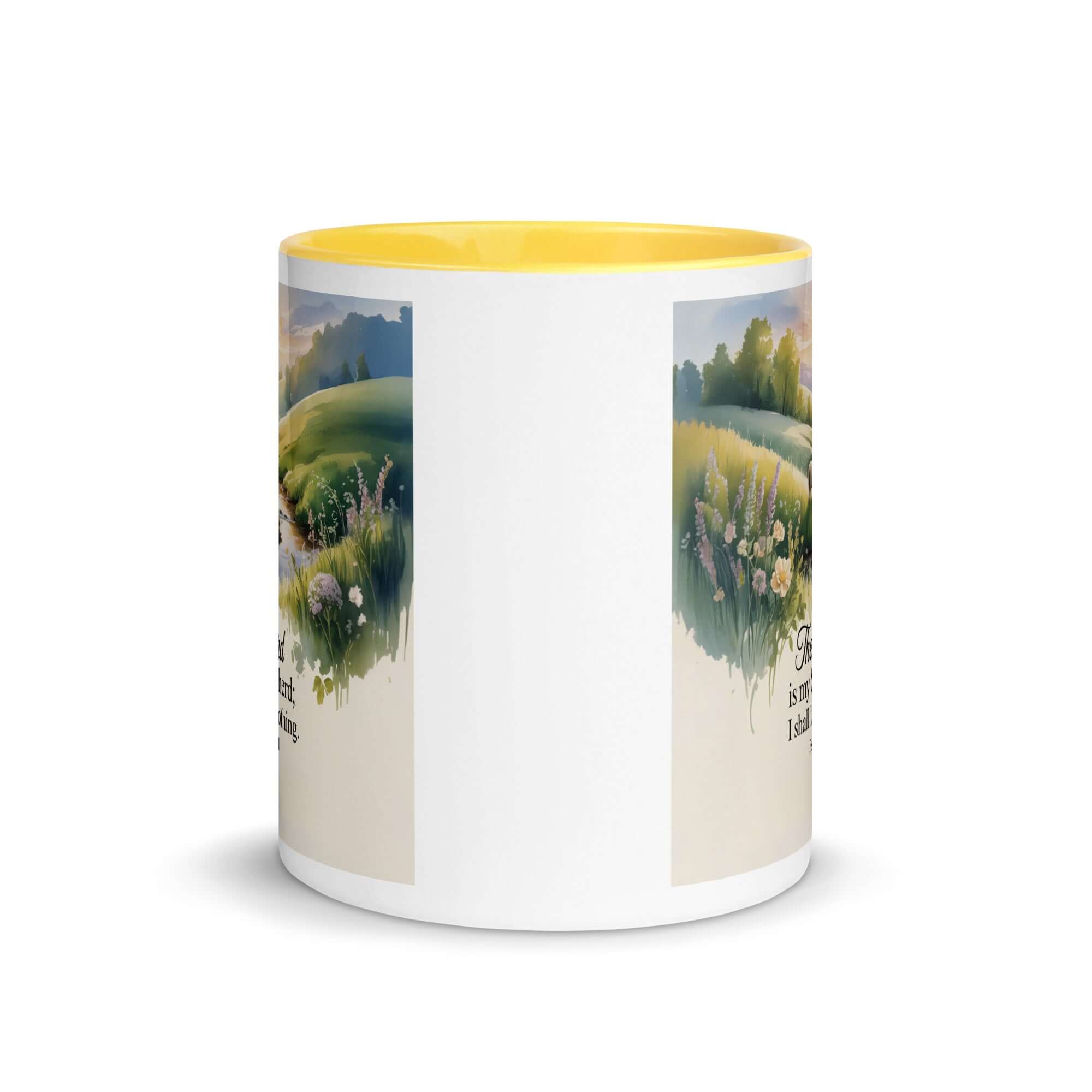 Psalm 23:1 Bible Verse, Lord White Ceramic Mug with Color Inside