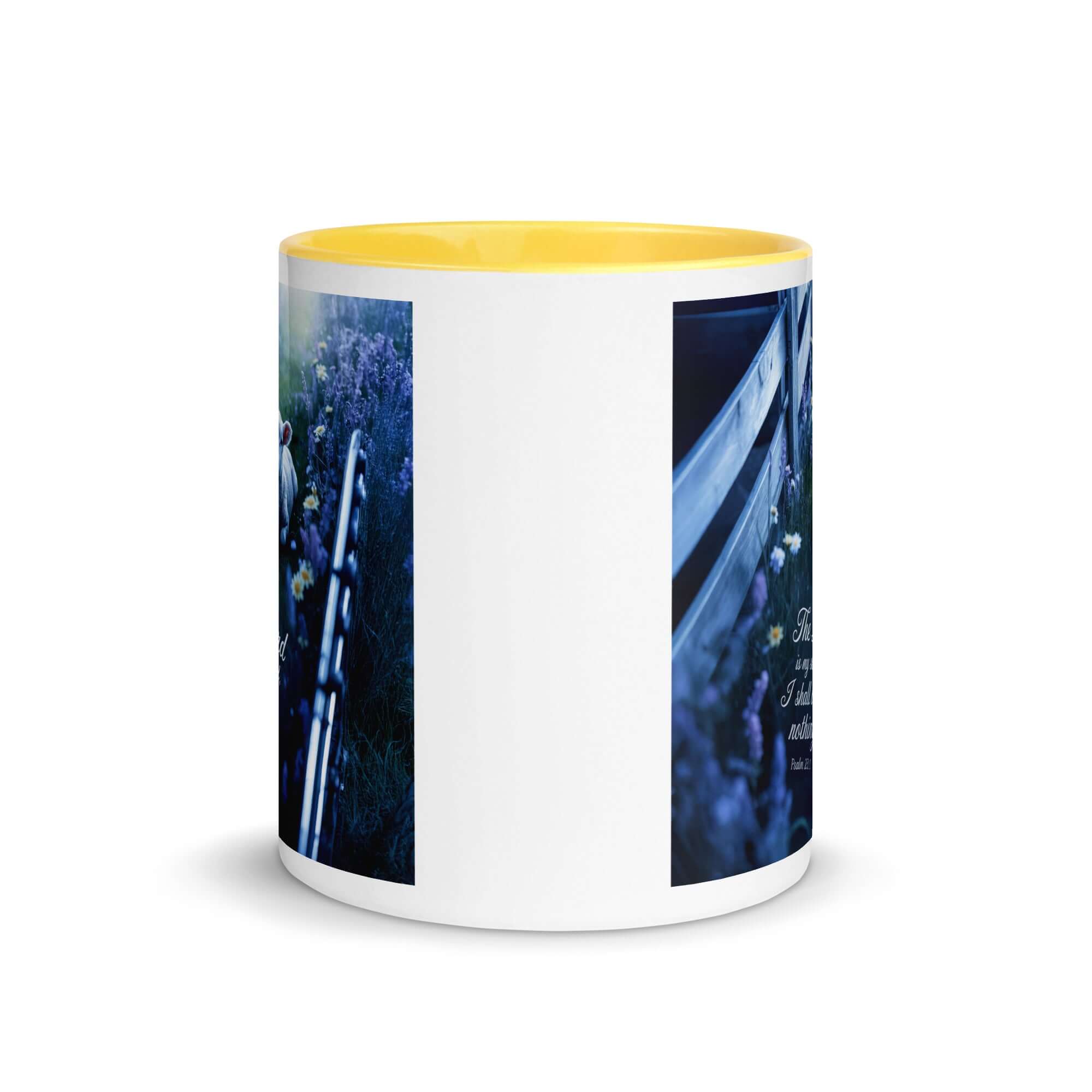 Psalm 23:1 Bible Verse, Shepherd White Ceramic Mug with Color Inside