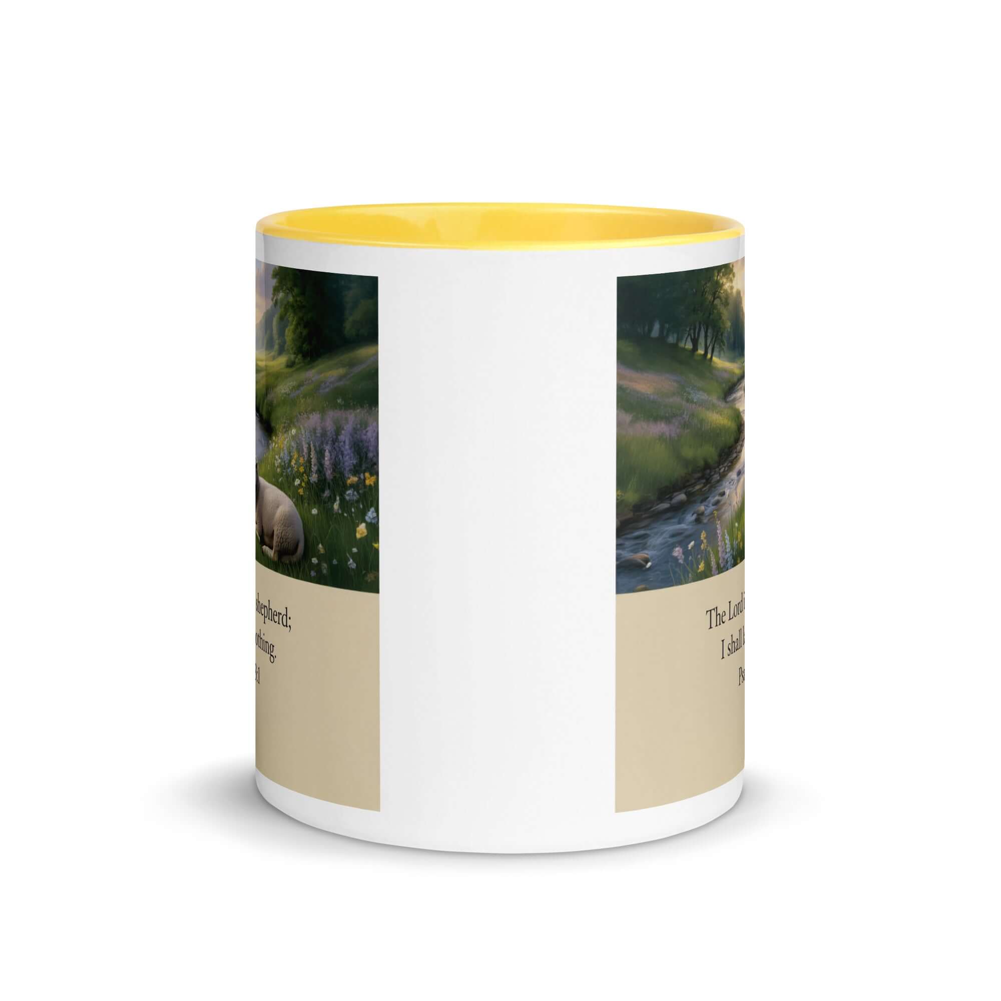 Psalm 23:1 Bible Verse, I shall White Ceramic Mug with Color Inside