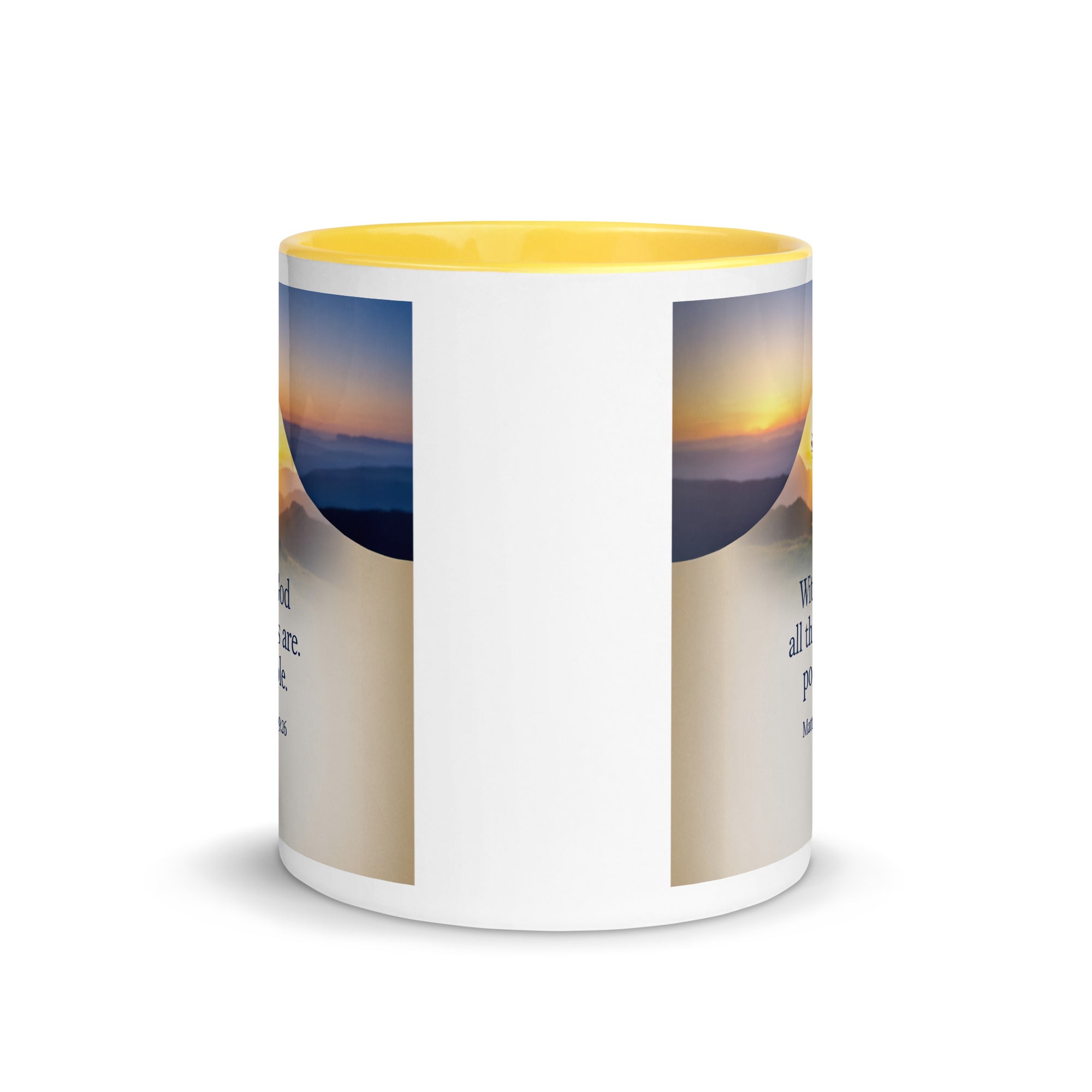 Matthew 19:26 Bible Verse at them White Ceramic Mug with Color Inside