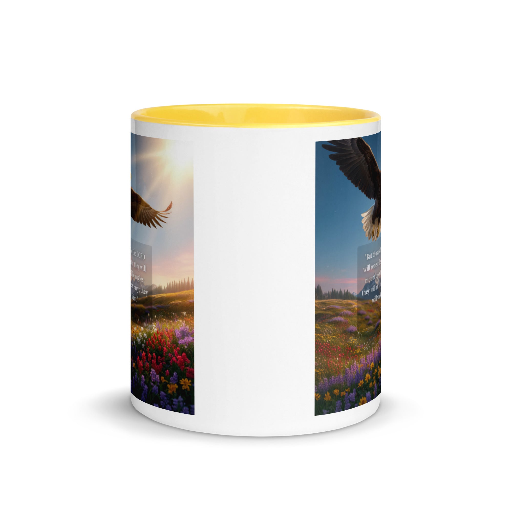 Isaiah 40:31 Bible Verse Who Wait White Ceramic Mug with Color Inside