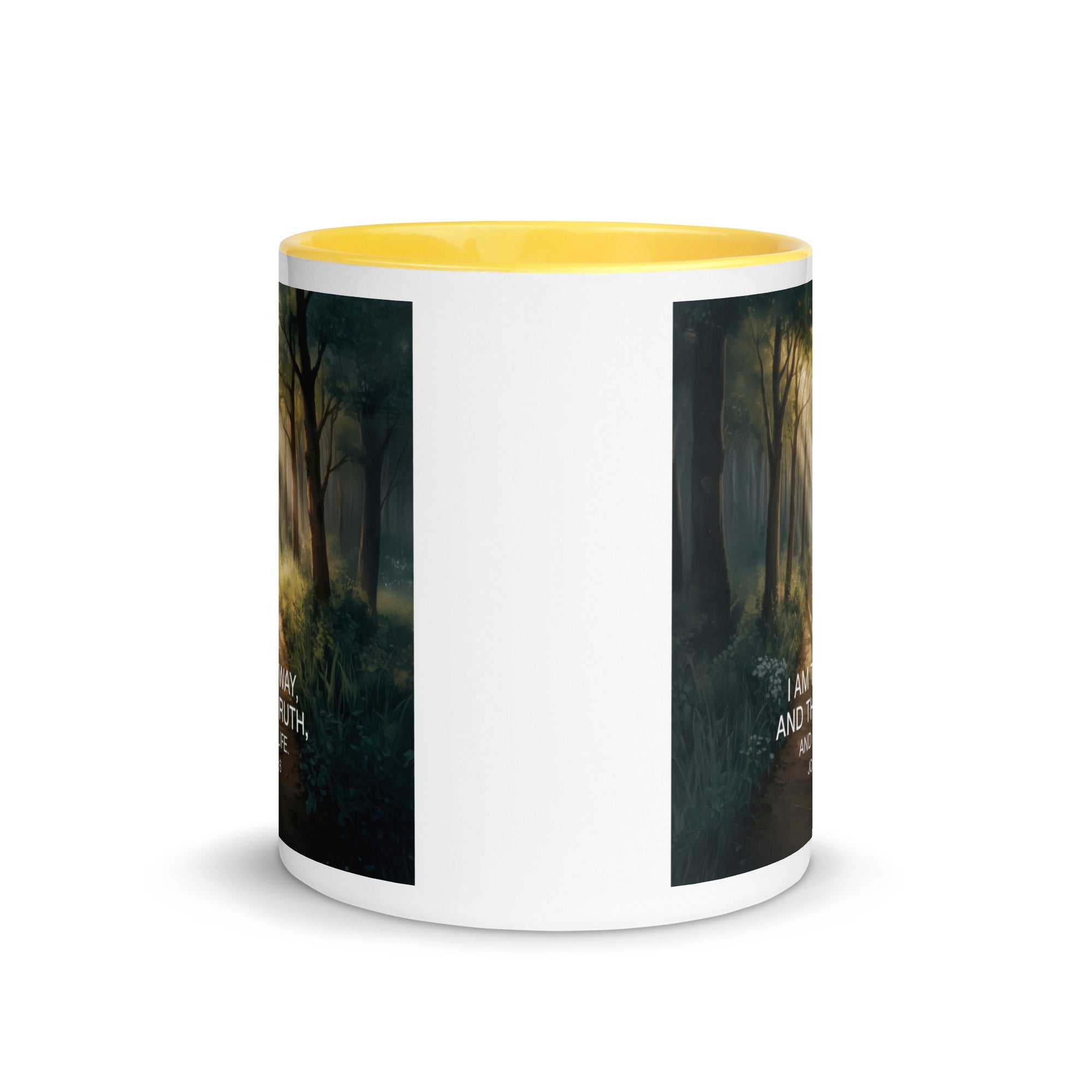John 14:6 Bible Verse I Am White Ceramic Mug with Color Inside