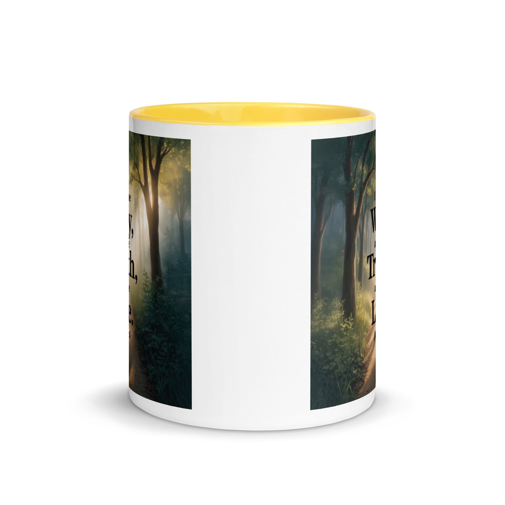 John 14:6 Bible Verse The Life White Ceramic Mug with Color Inside