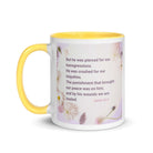 Isaiah 53:5 Bible Verse, by his wounds White Ceramic Mug with Color Inside