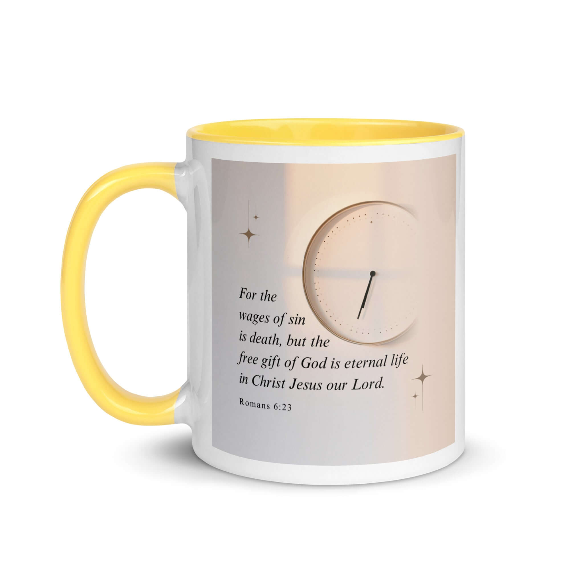 Romans 6:23 Bible Verse, our Lord White Ceramic Mug with Color Inside