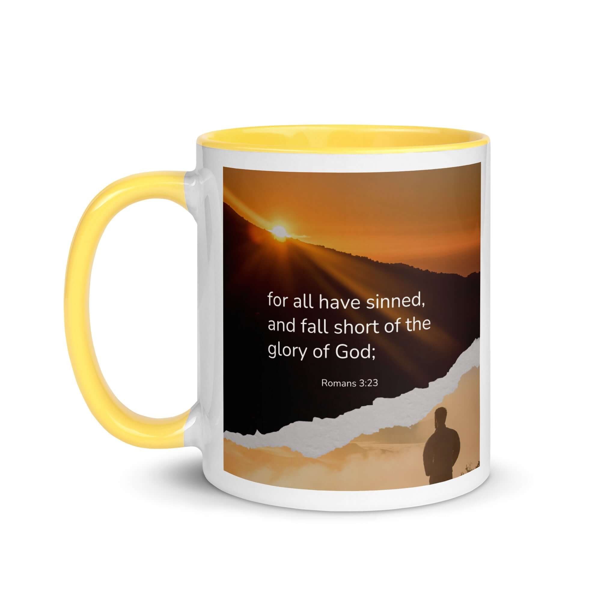 Romans 3:23 Bible Verse, of God White Ceramic Mug with Color Inside