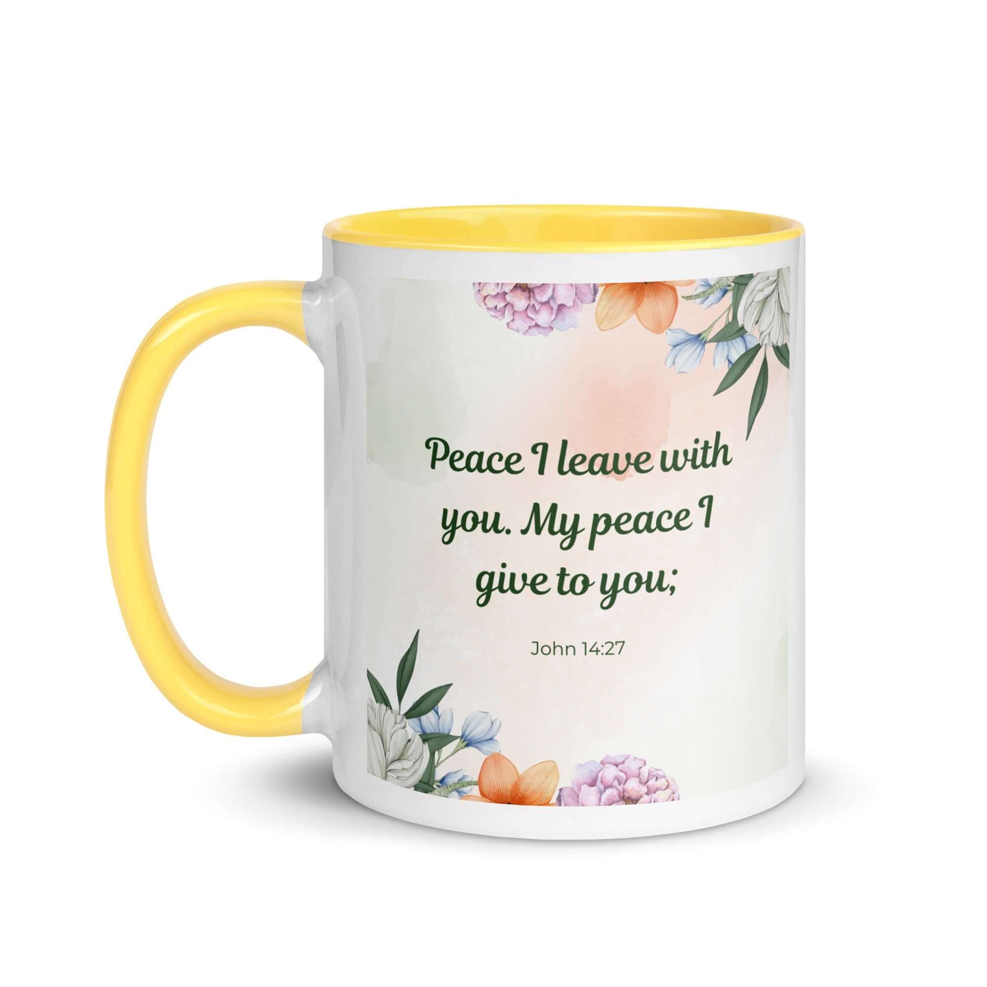 John 14:27 Bible Verse, with you White Ceramic Mug with Color Inside