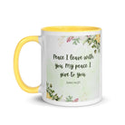 John 14:27 Bible Verse, My peace White Ceramic Mug with Color Inside