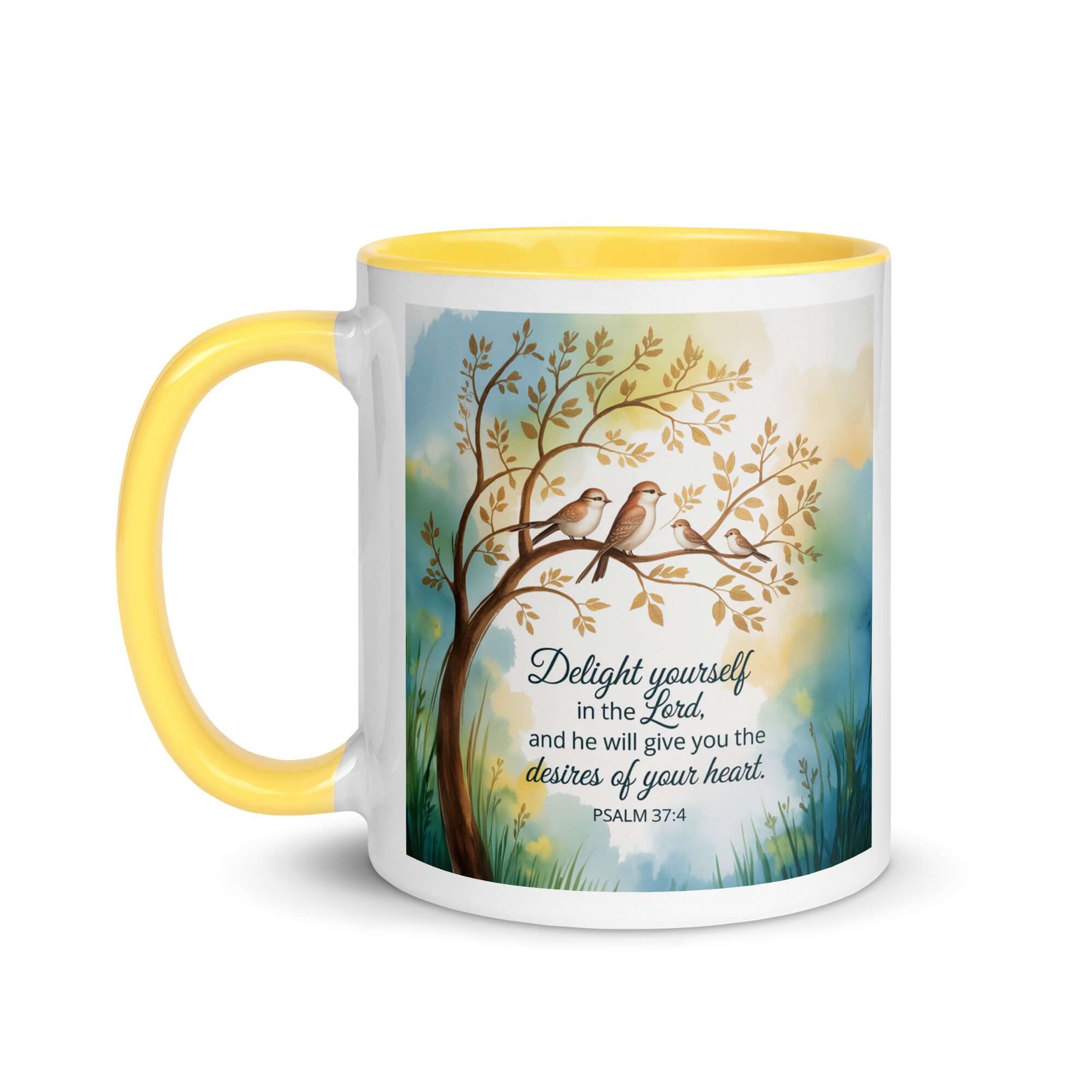 Psalm 37:4 Bible Verse, Yourself White Ceramic Mug with Color Inside