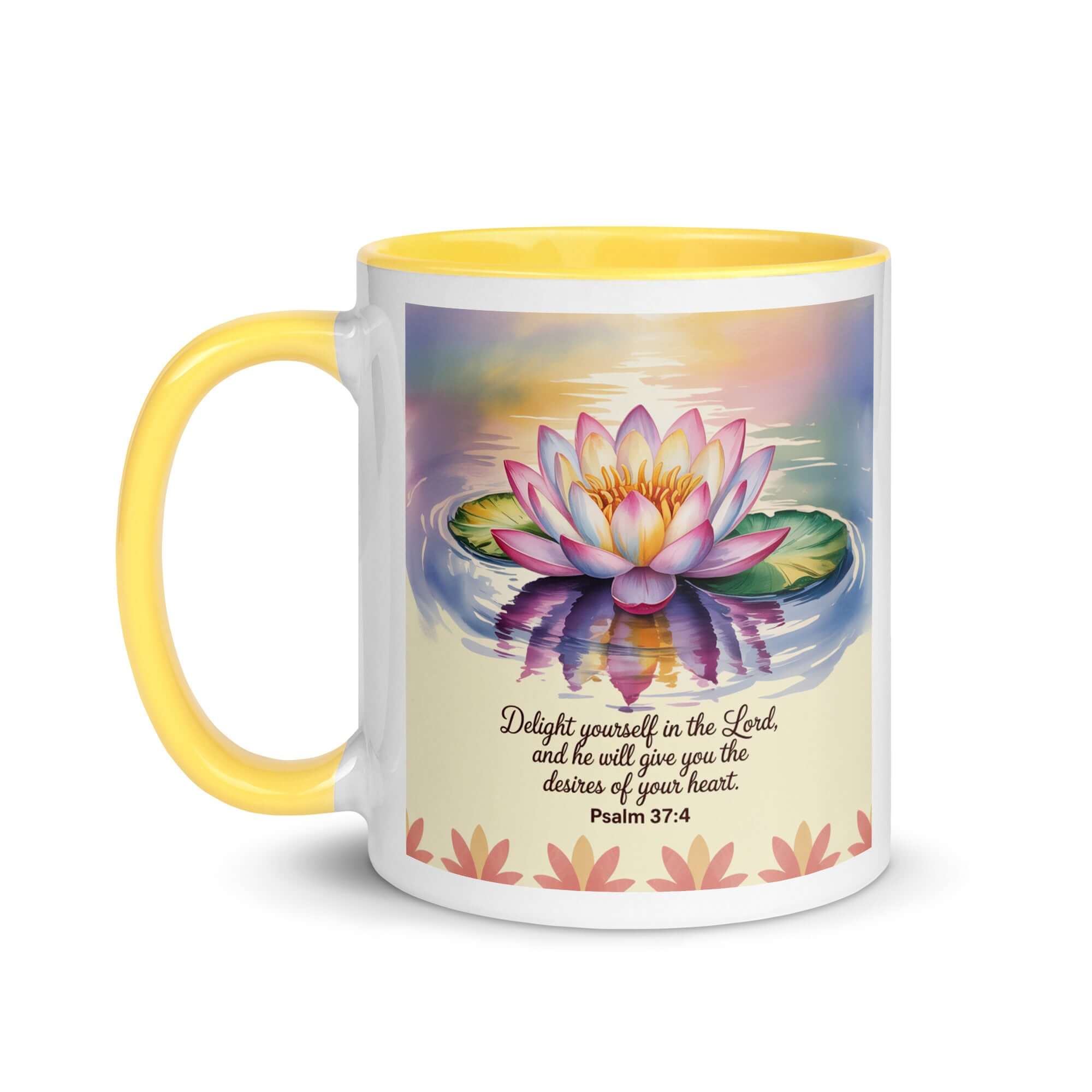 Psalm 37:4 Bible Verse, the Lord White Ceramic Mug with Color Inside