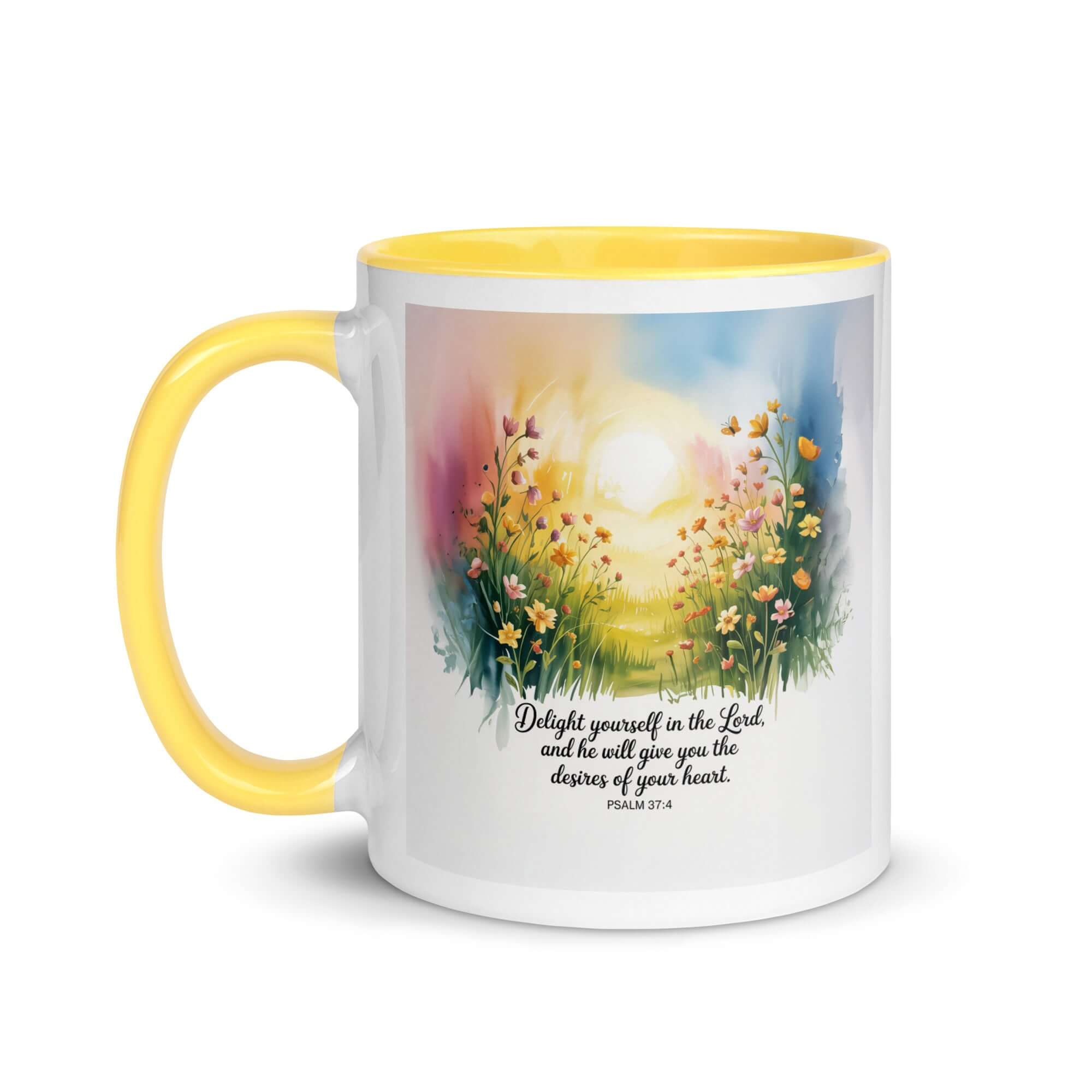 Psalm 37:4 Bible Verse, will give White Ceramic Mug with Color Inside