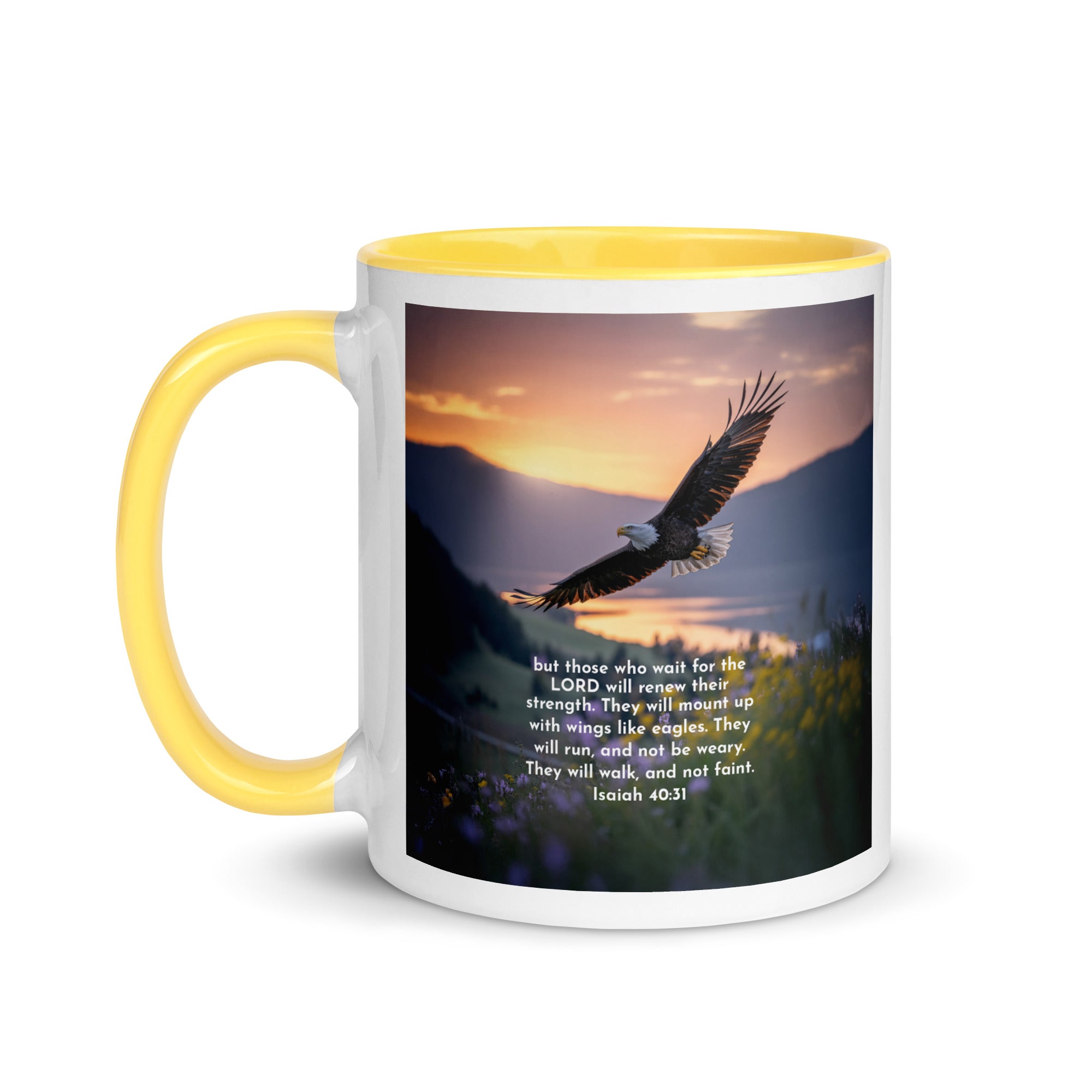 Isaiah 40:31 Bible Verse Renew Strength White Ceramic Mug with Color Inside