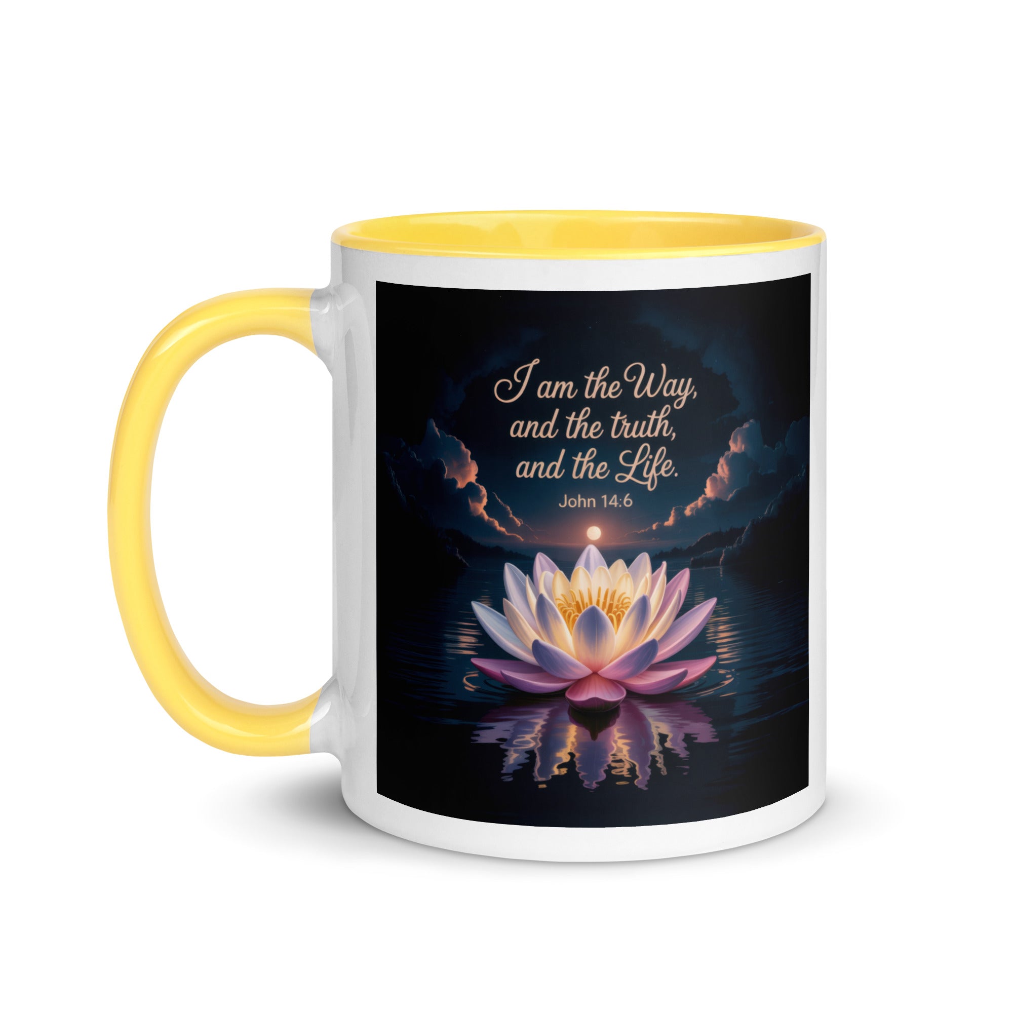 John 14:6 Bible Verse The Way White Ceramic Mug with Color Inside