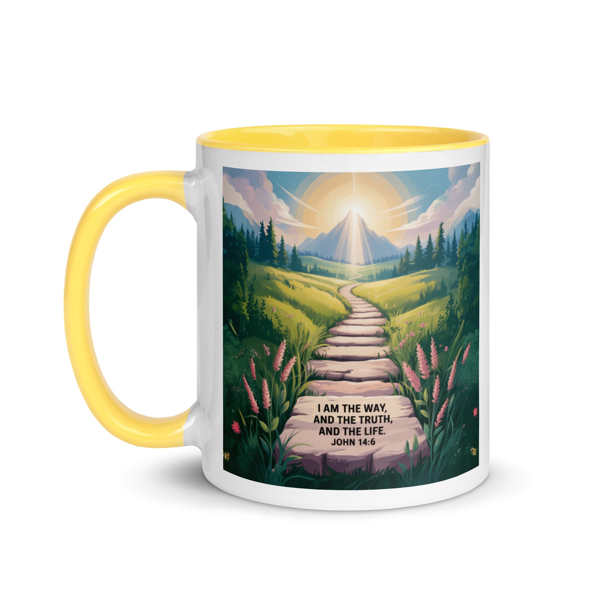John 14:6 Bible Verse The Truth White Ceramic Mug with Color Inside